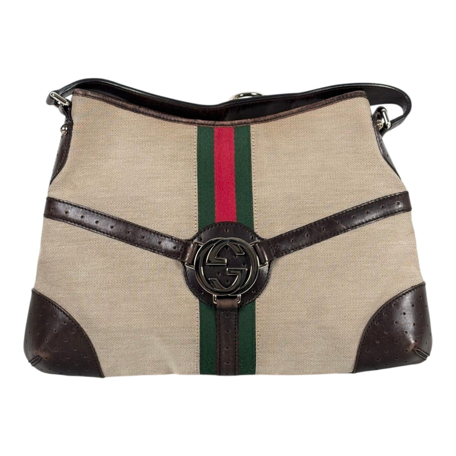 Gucci Gucci Beige Canvas Shoulder Bag