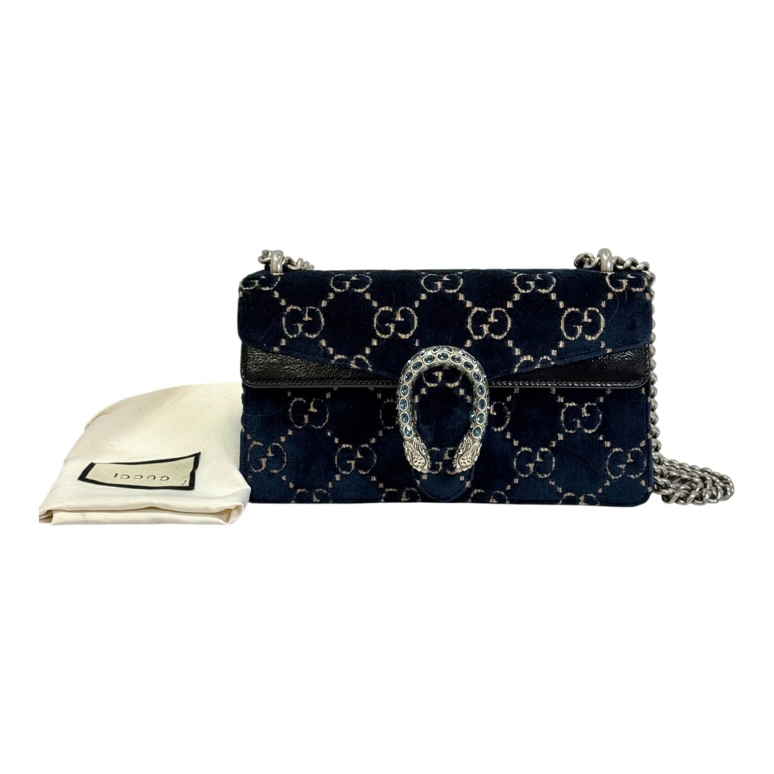 Gucci Gucci Dionysus Small Blue/Black Suede with Crystal Bag