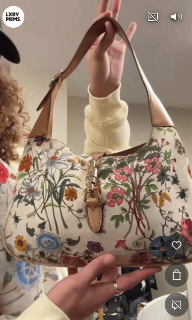 Gucci Gucci Floral Print Jackie Bag Cream/ Multi Colured