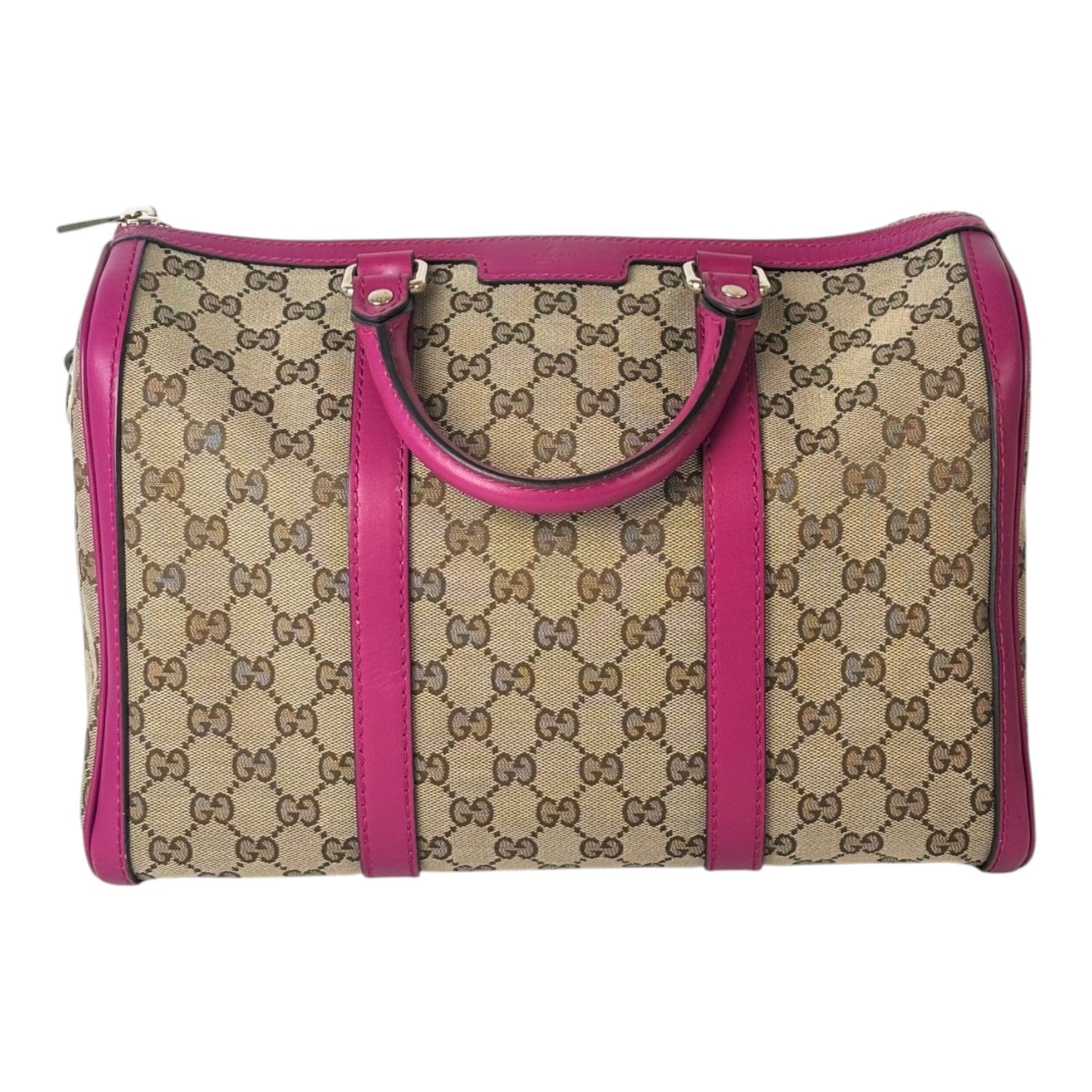 Gucci Gucci GG Canvas Boston with Pink Trim & Strap