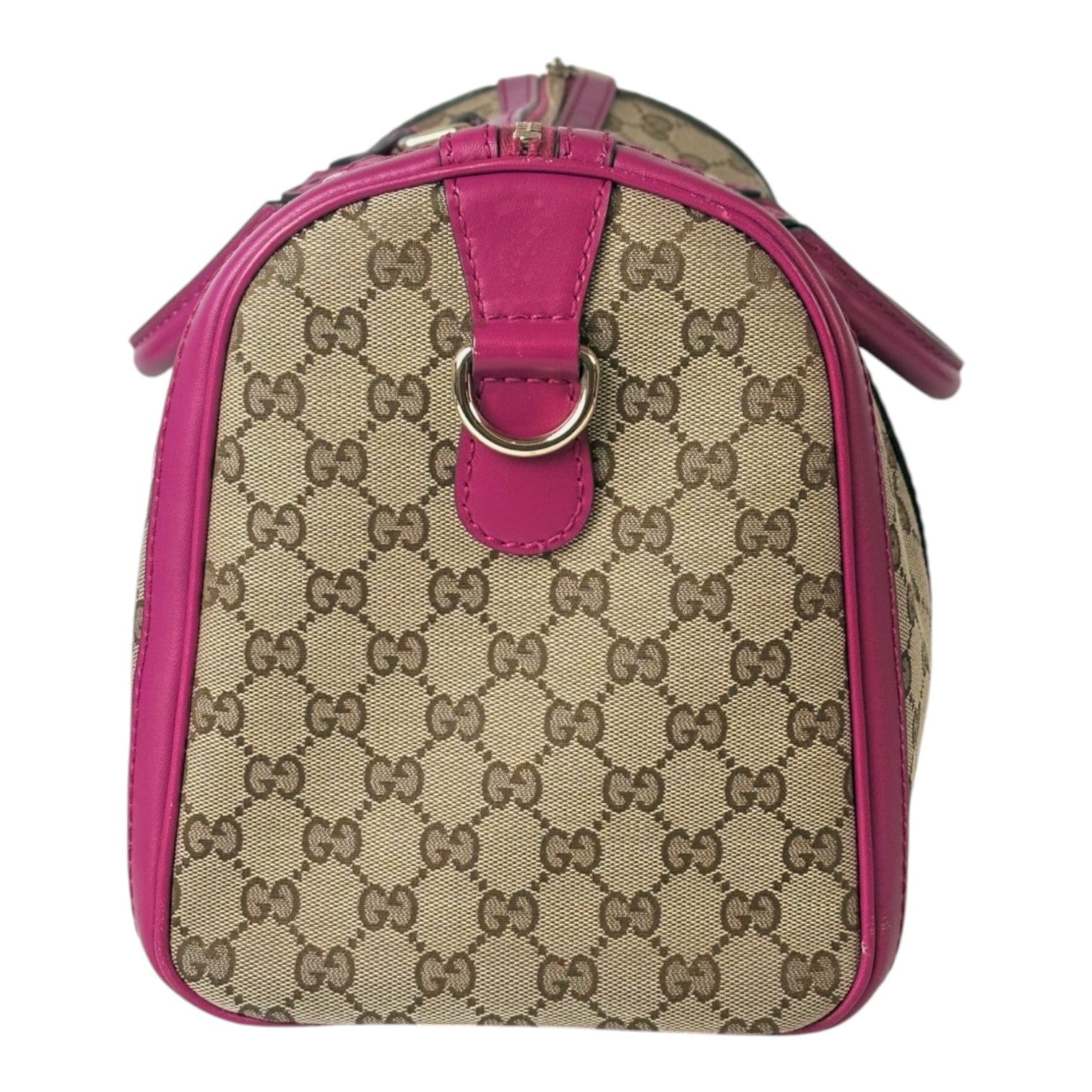 Gucci Gucci GG Canvas Boston with Pink Trim & Strap
