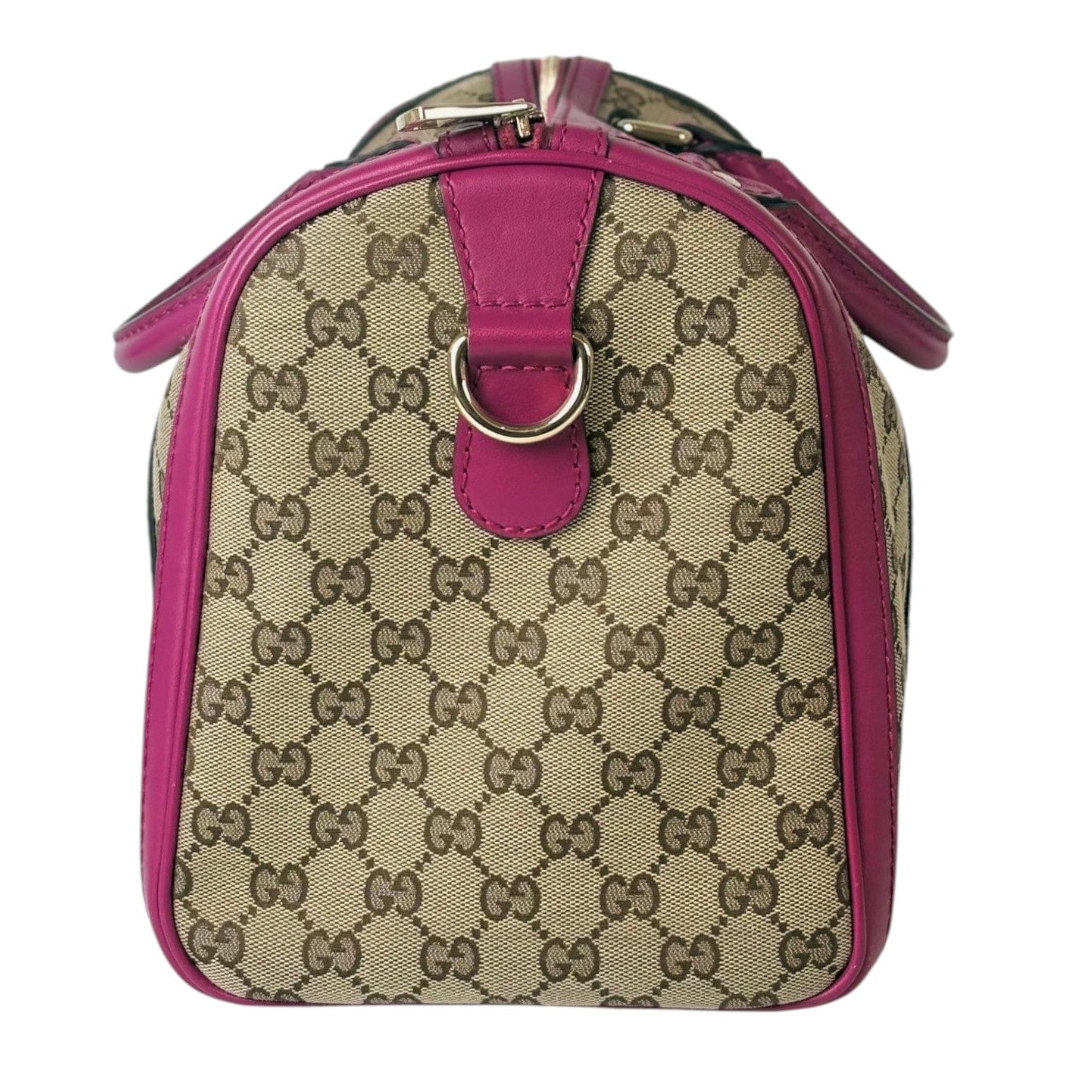 Gucci Gucci GG Canvas Boston with Pink Trim & Strap
