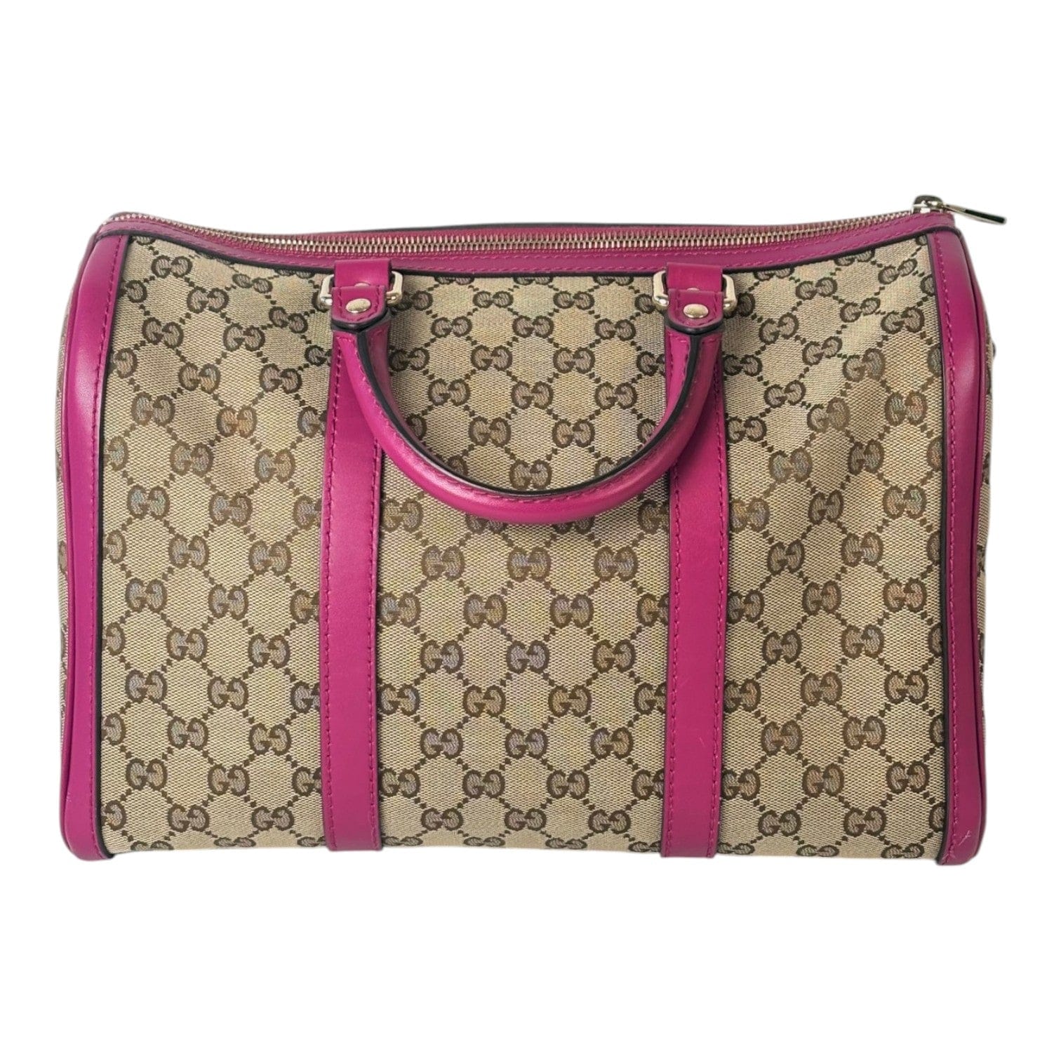 Gucci Gucci GG Canvas Boston with Pink Trim & Strap