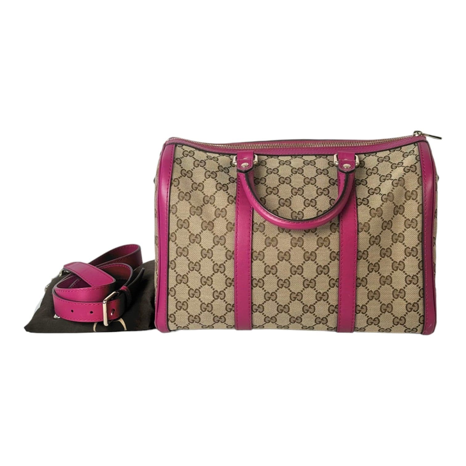 Gucci Gucci GG Canvas Boston with Pink Trim & Strap