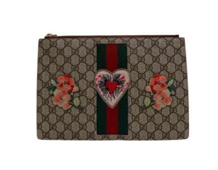 Gucci Gucci Heart Patch GG Canvas Pouch
