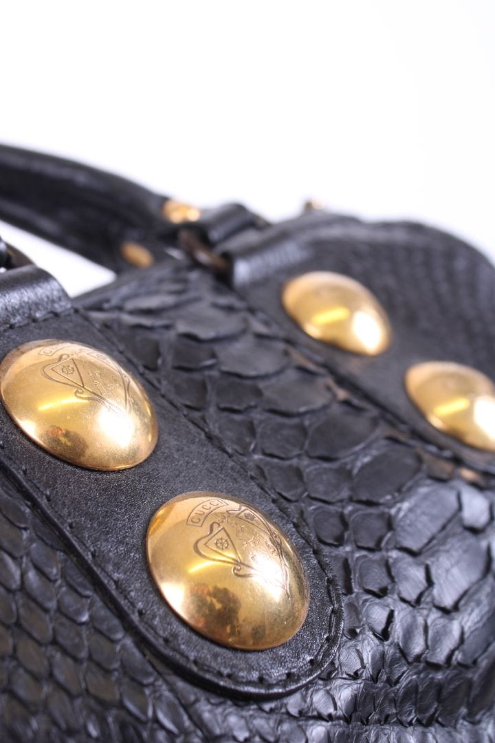 Gucci Gucci Hysteria Python Bowling Bag Black