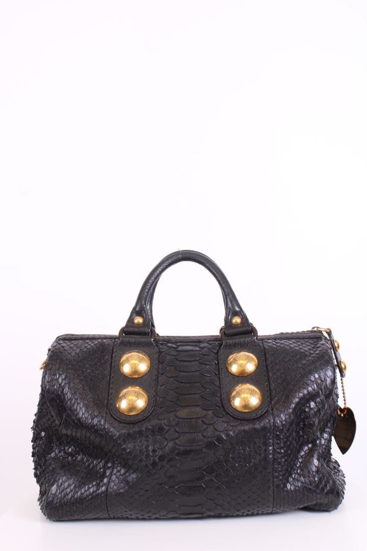 Gucci Gucci Hysteria Python Bowling Bag Black