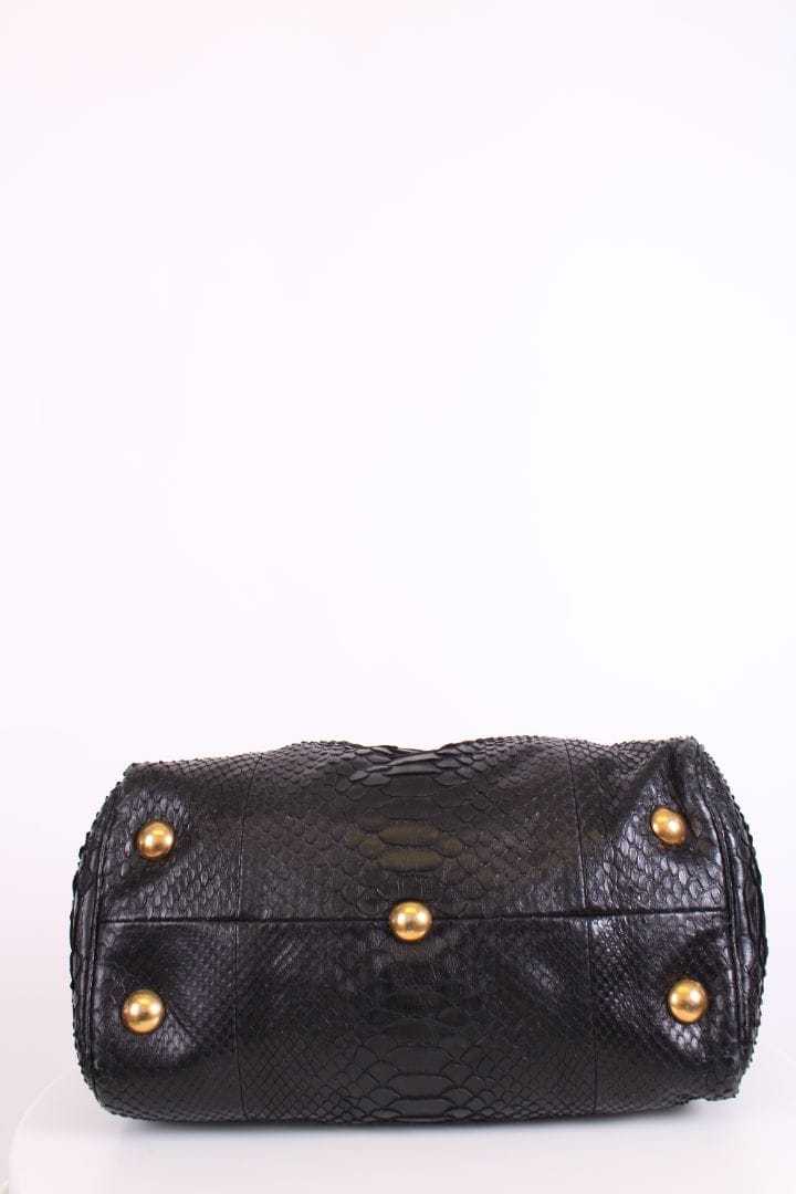 Gucci Gucci Hysteria Python Bowling Bag Black
