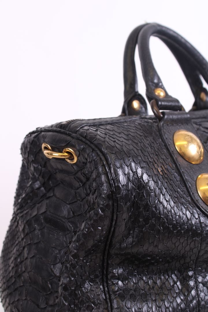 Gucci Gucci Hysteria Python Bowling Bag Black