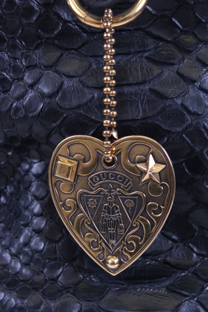Gucci Gucci Hysteria Python Bowling Bag Black
