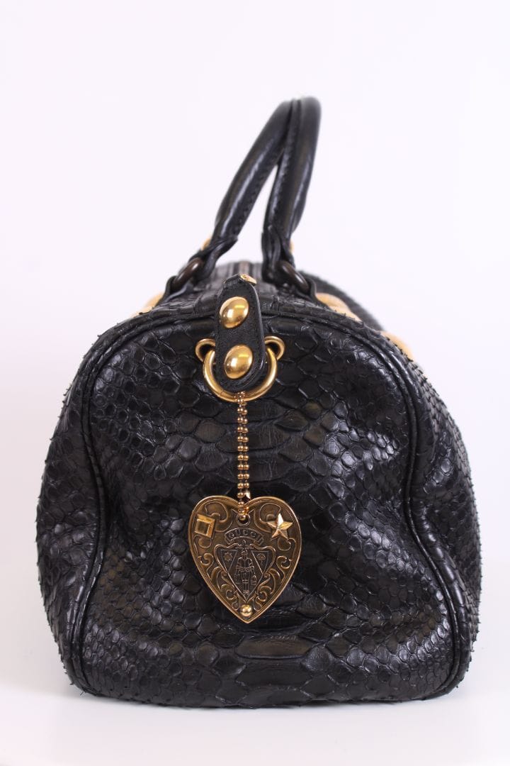 Gucci Gucci Hysteria Python Bowling Bag Black