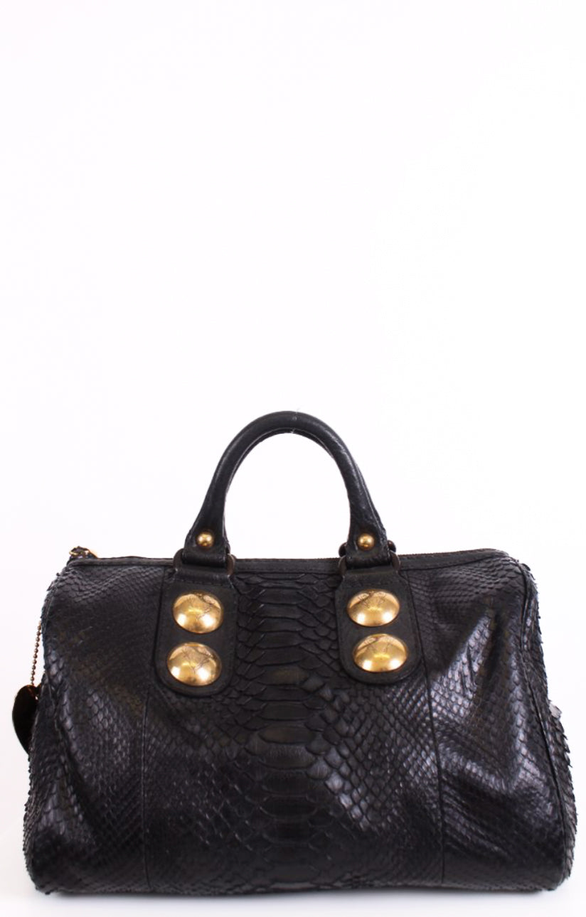 Gucci Gucci Hysteria Python Bowling Bag Black