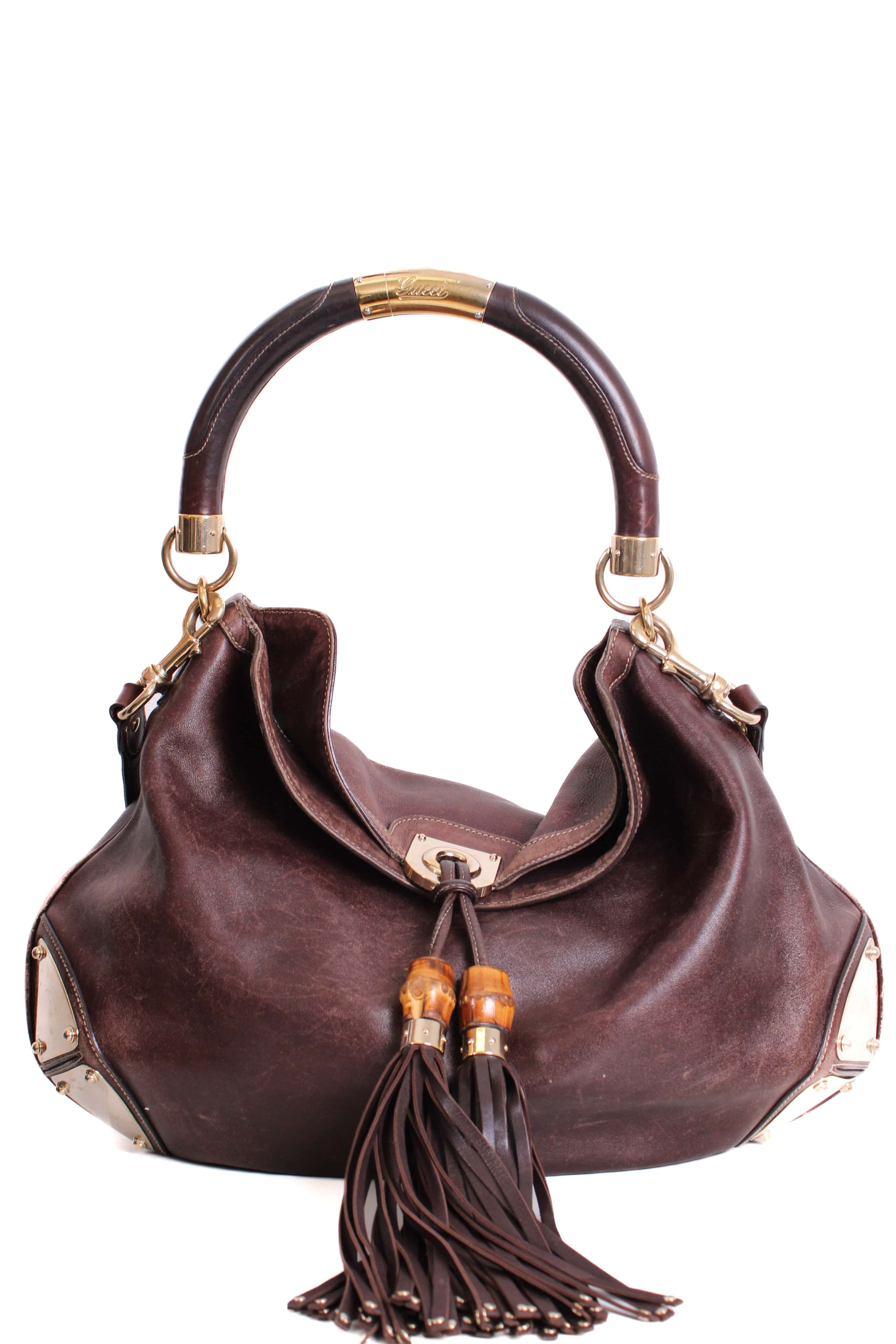 Gucci Gucci Indy Hobo Tassel Bag Brown