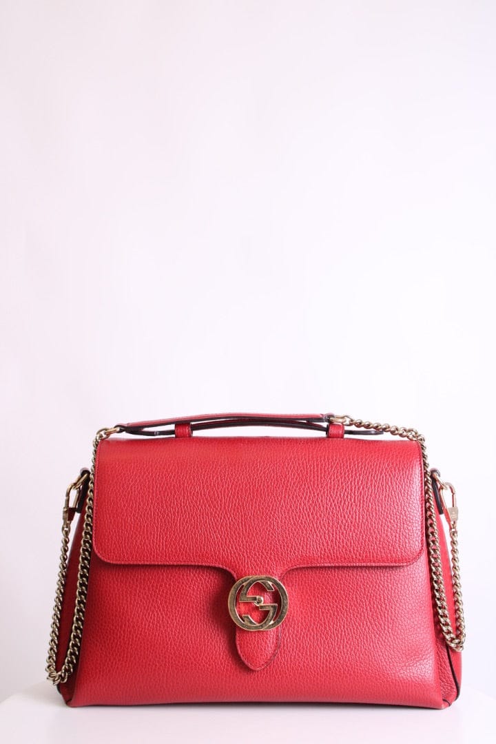 Gucci Red Gucci Medium Interlocking G, Top Handle Bag