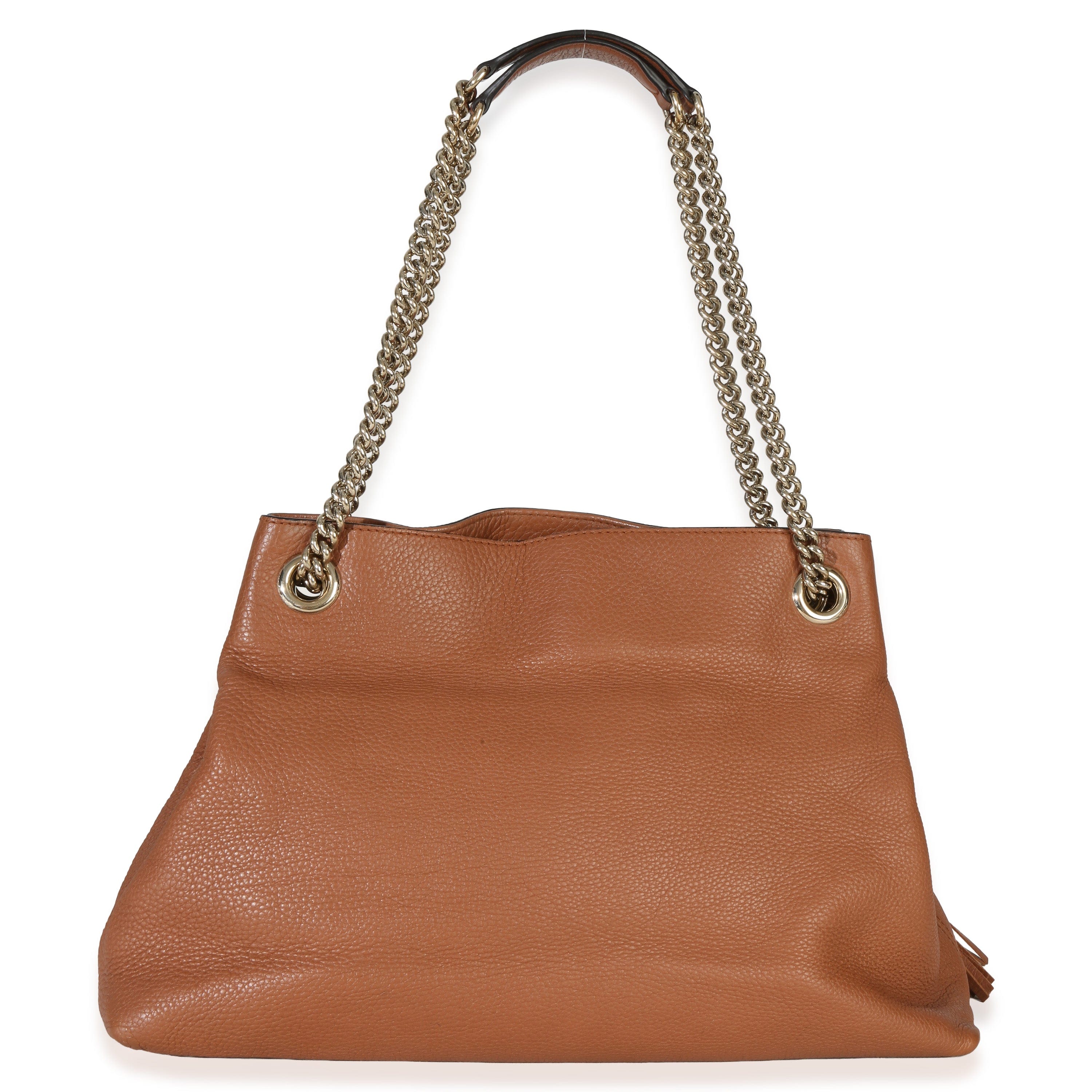 Gucci Brown Pebbled Calfskin Medium Soho Chain Tote