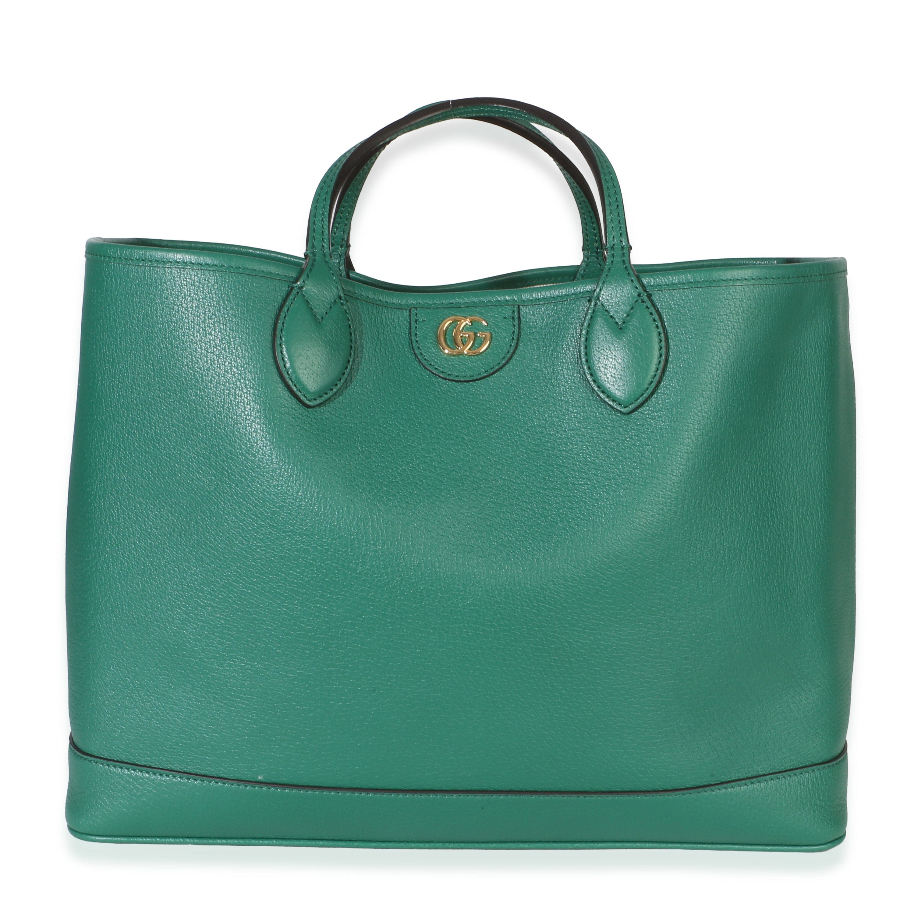 Gucci Green Textured Dollar Calfskin Medium Ophidia Tote