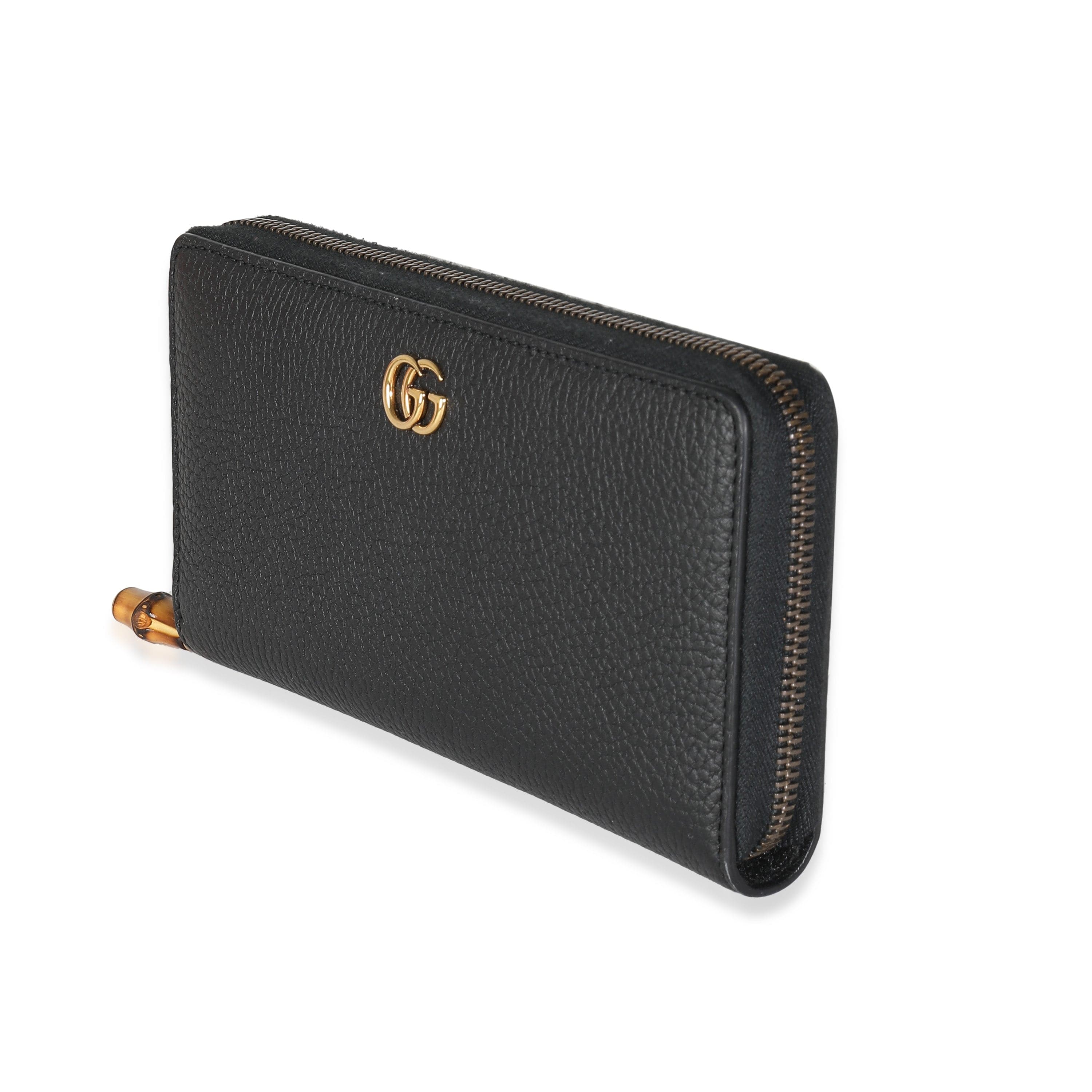 Gucci Gucci Black Leather GG Marmont Bamboo Zip Around Wallet