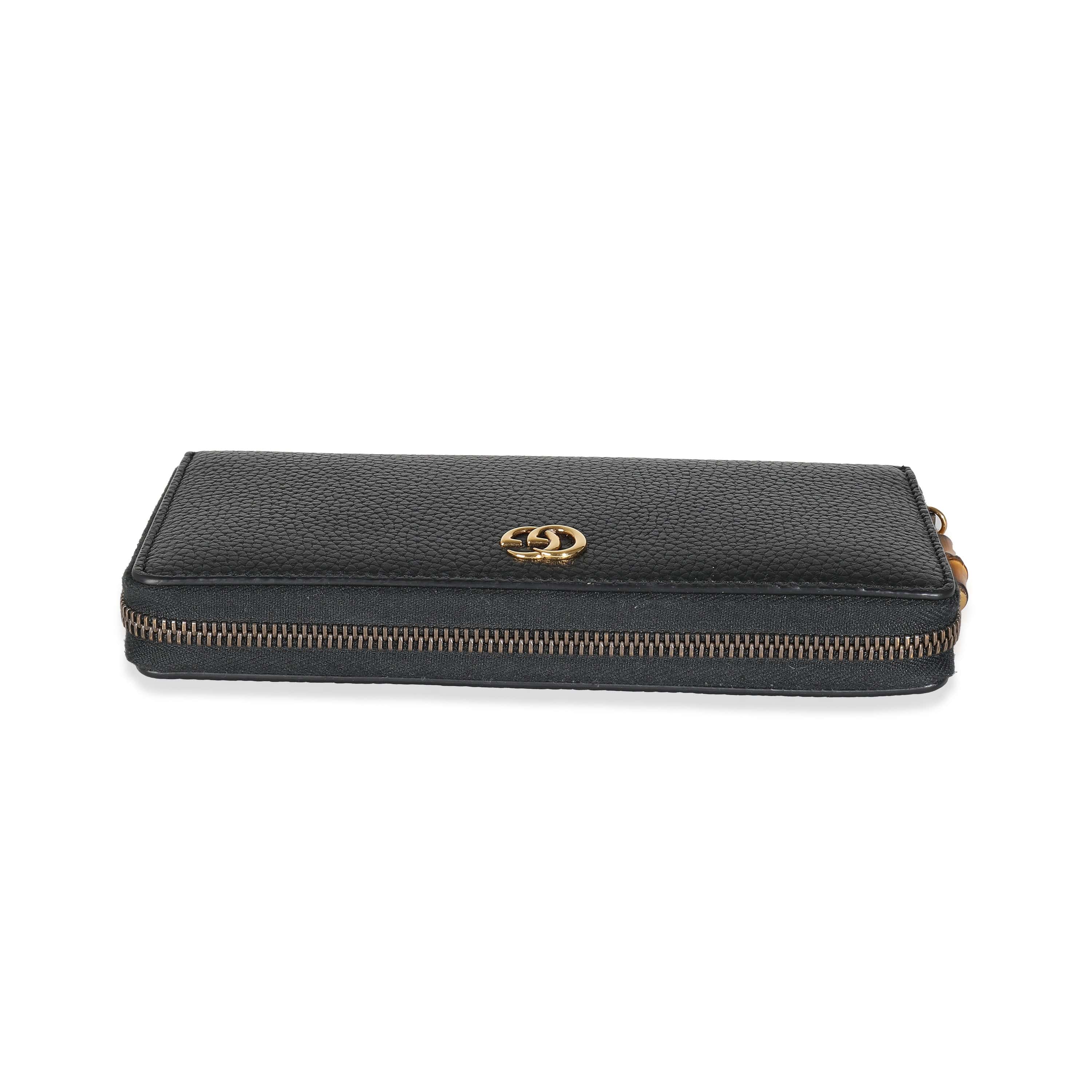 Gucci Gucci Black Leather GG Marmont Bamboo Zip Around Wallet