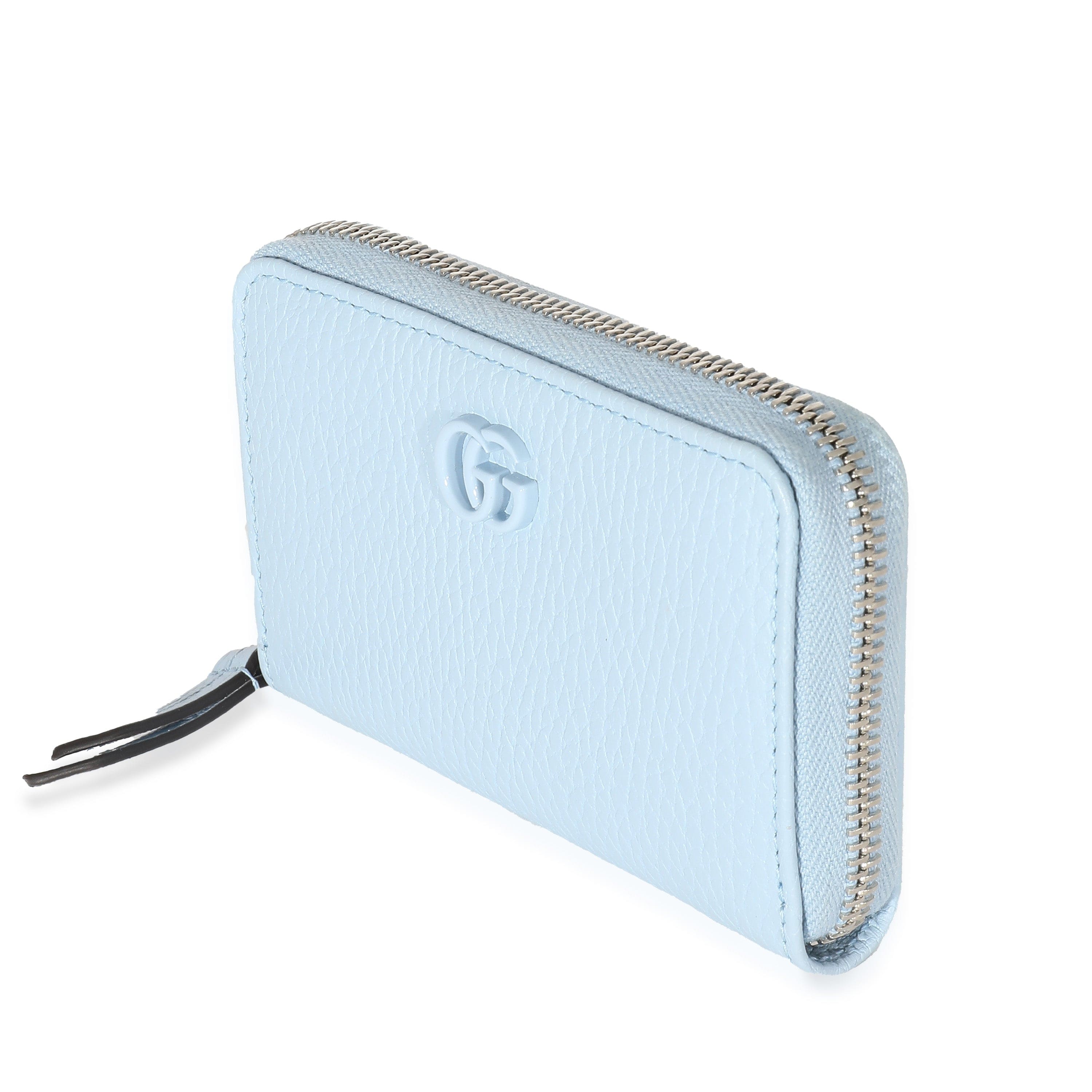 Gucci Gucci Blue Calfskin Monochrome Dollar GG Marmont Zip Around Card Holder