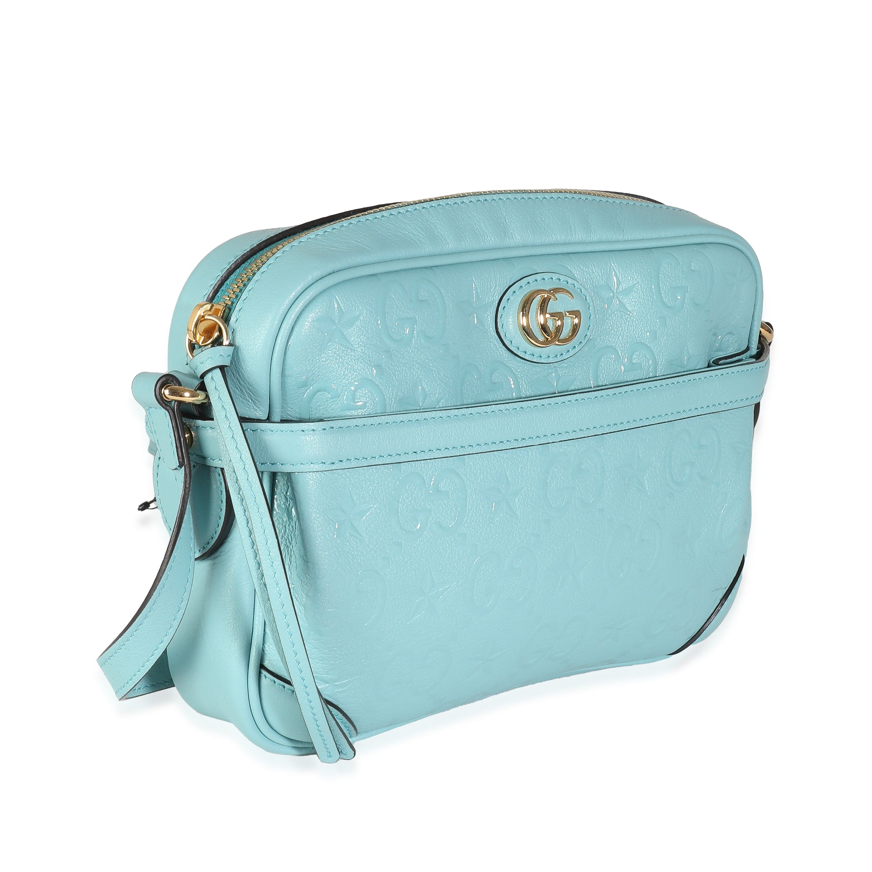 Gucci Gucci Blue Wonka Grain Calfskin GG Monogram Star Embossed Crossbody