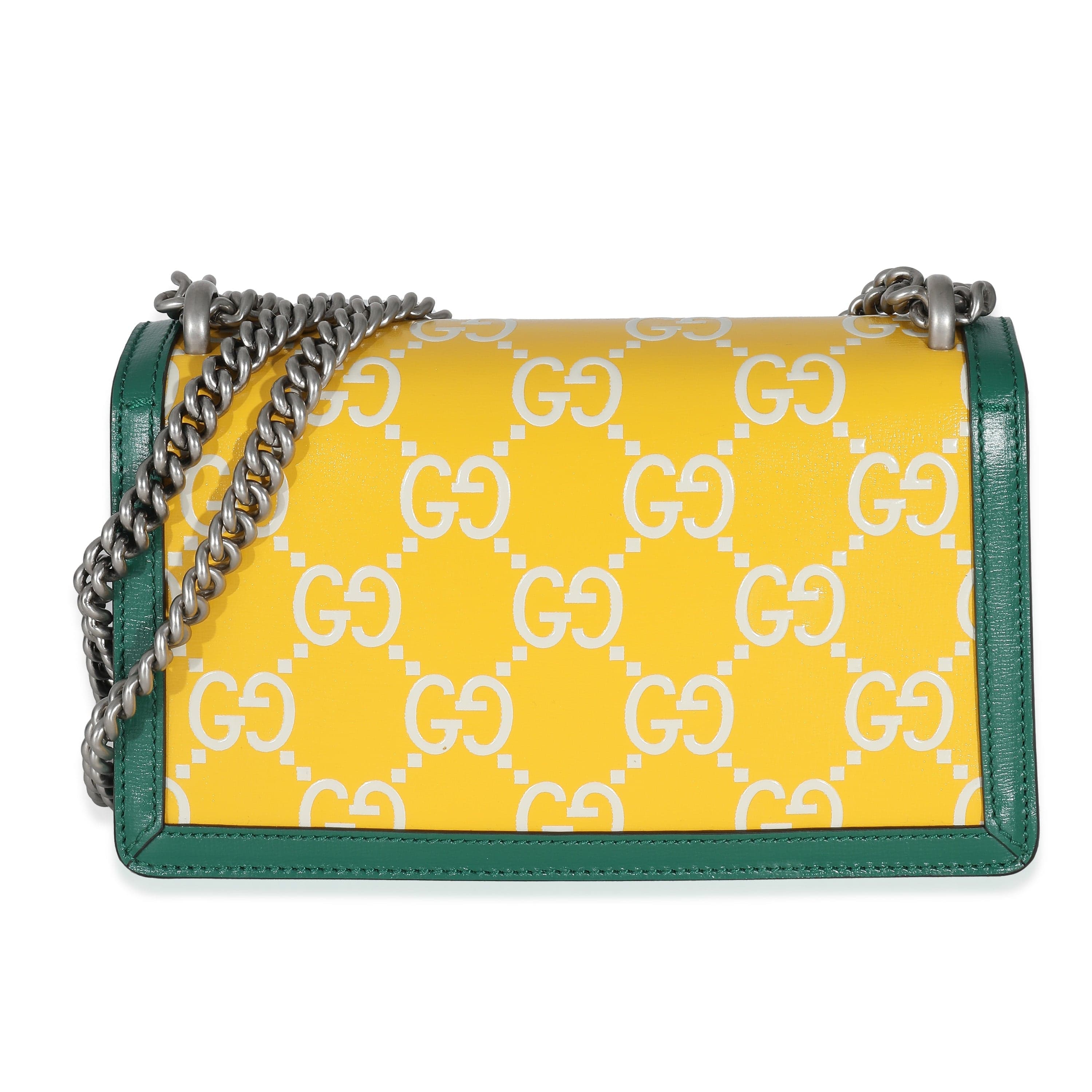 Gucci Gucci Green Yellow Leather GG Small Dionysus Bag