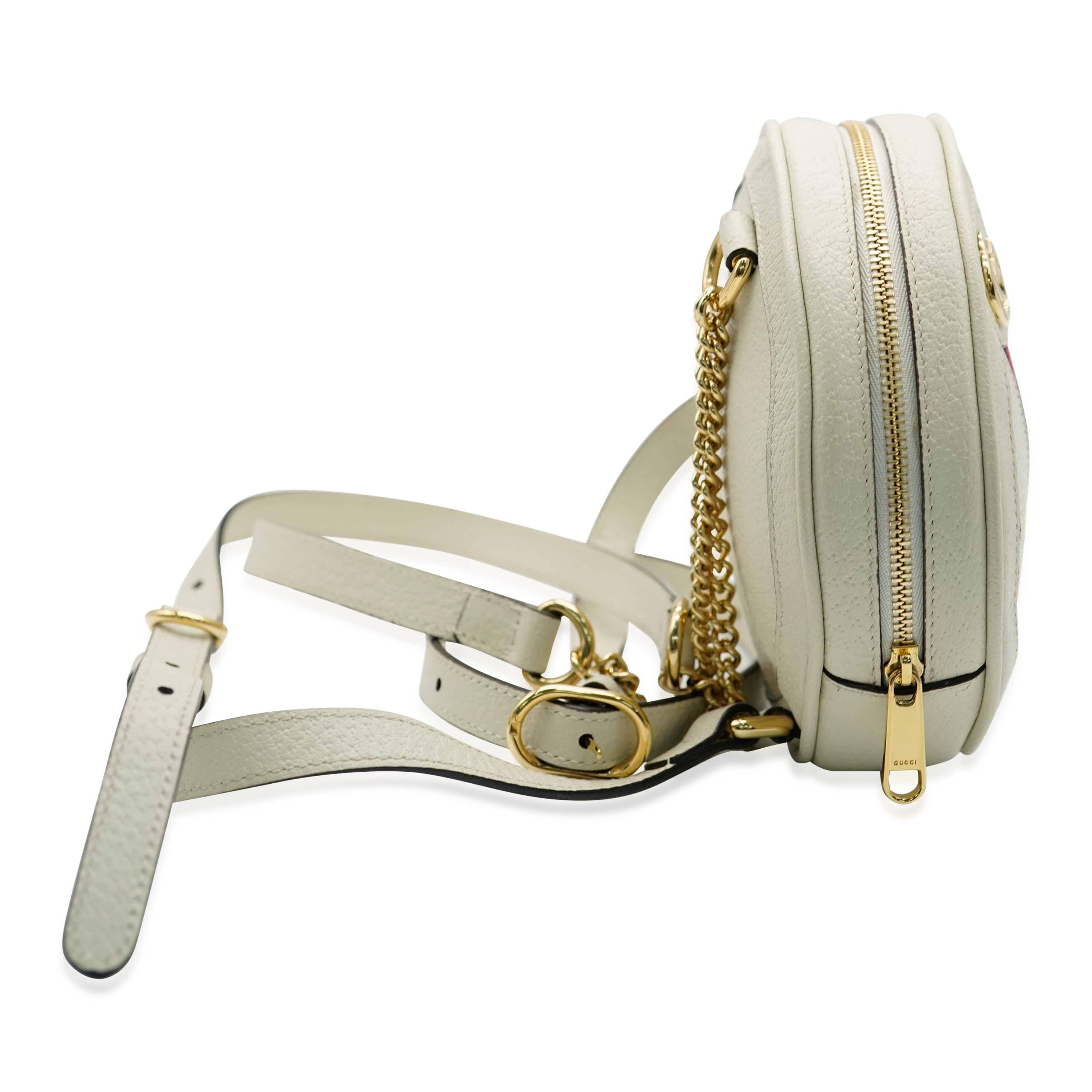 Gucci Gucci White Calfskin Ophidia Mini Round Backpack