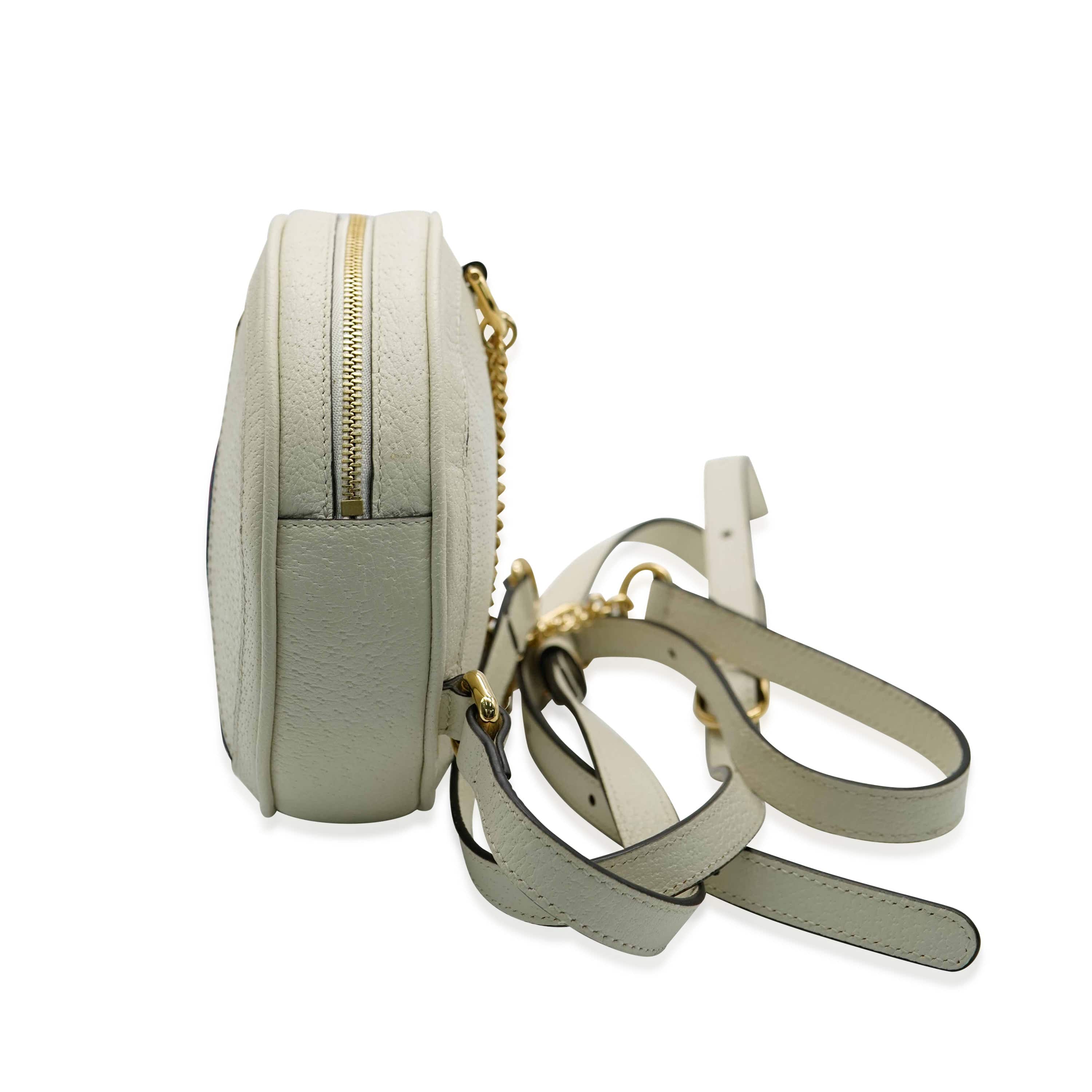 Gucci Gucci White Calfskin Ophidia Mini Round Backpack