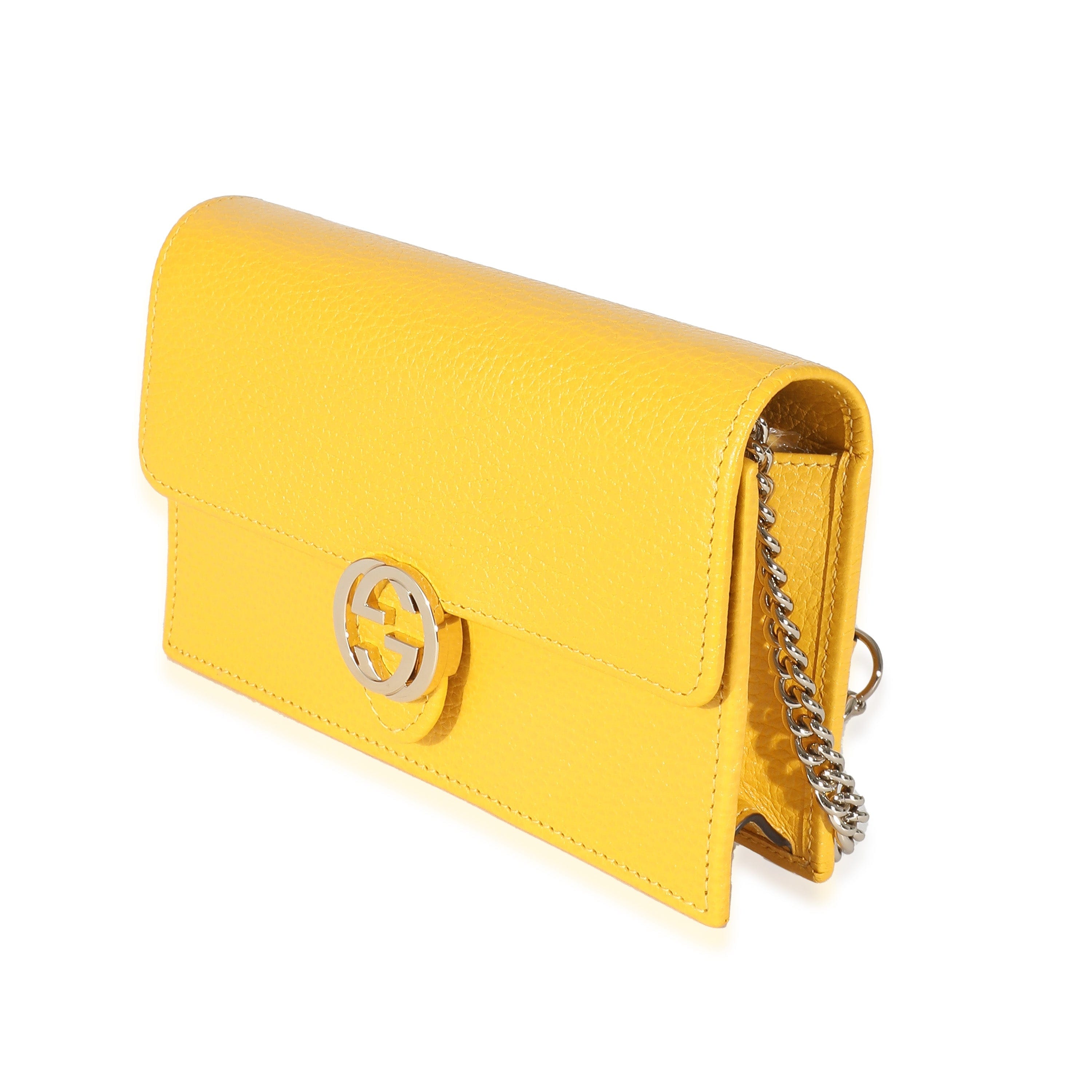 Gucci Gucci Yellow Dollar Calfskin Interlocking G Chain Wallet