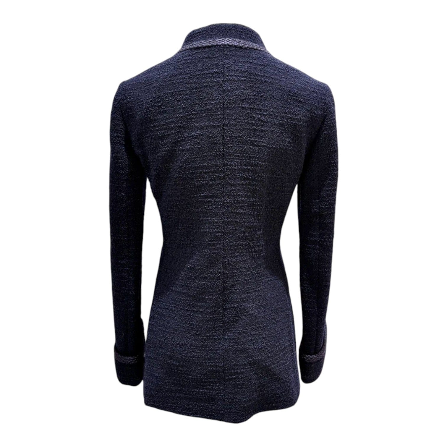 Gucci Gucci Navy Blue Tweed Jacket with Gold Hardware - Size 36