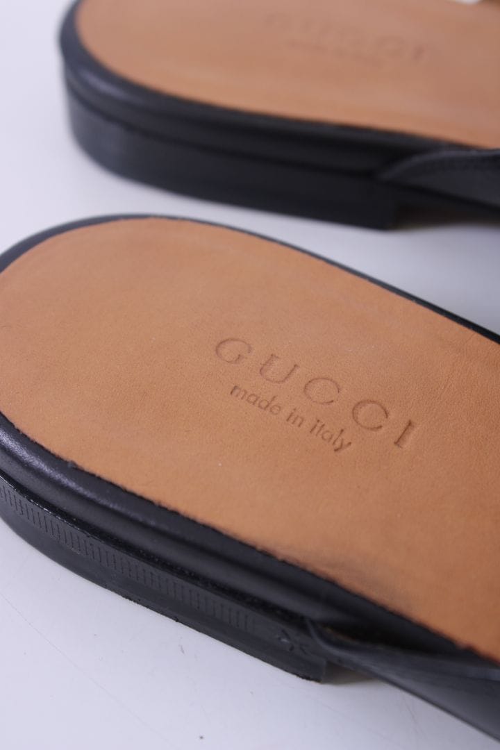 Gucci Gucci Prince Town Leather Mules Black 38