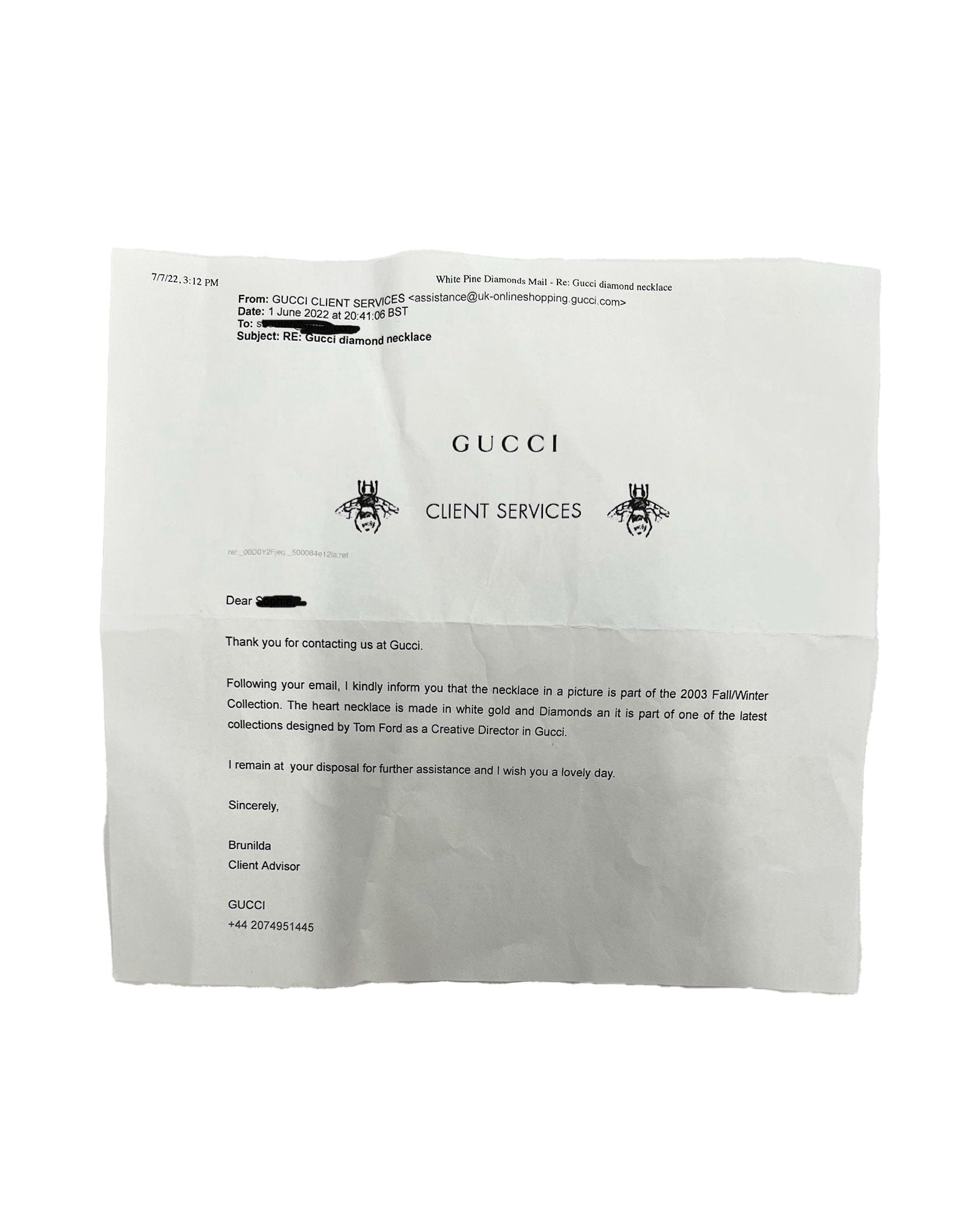 Gucci Gucci 2003 Fall/Winter Diamond Heart Pendant in 18k White Gold 0.65 CTW