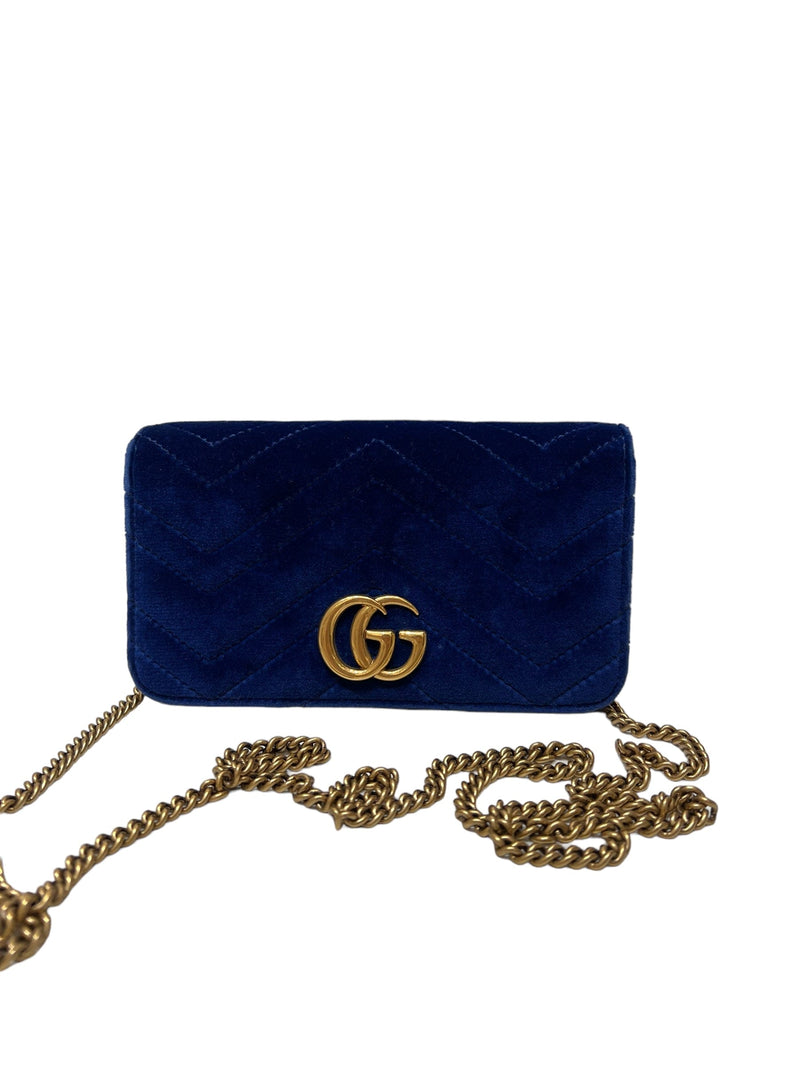 Gucci Gucci Marmont Wallet On Chain Blue Velvet