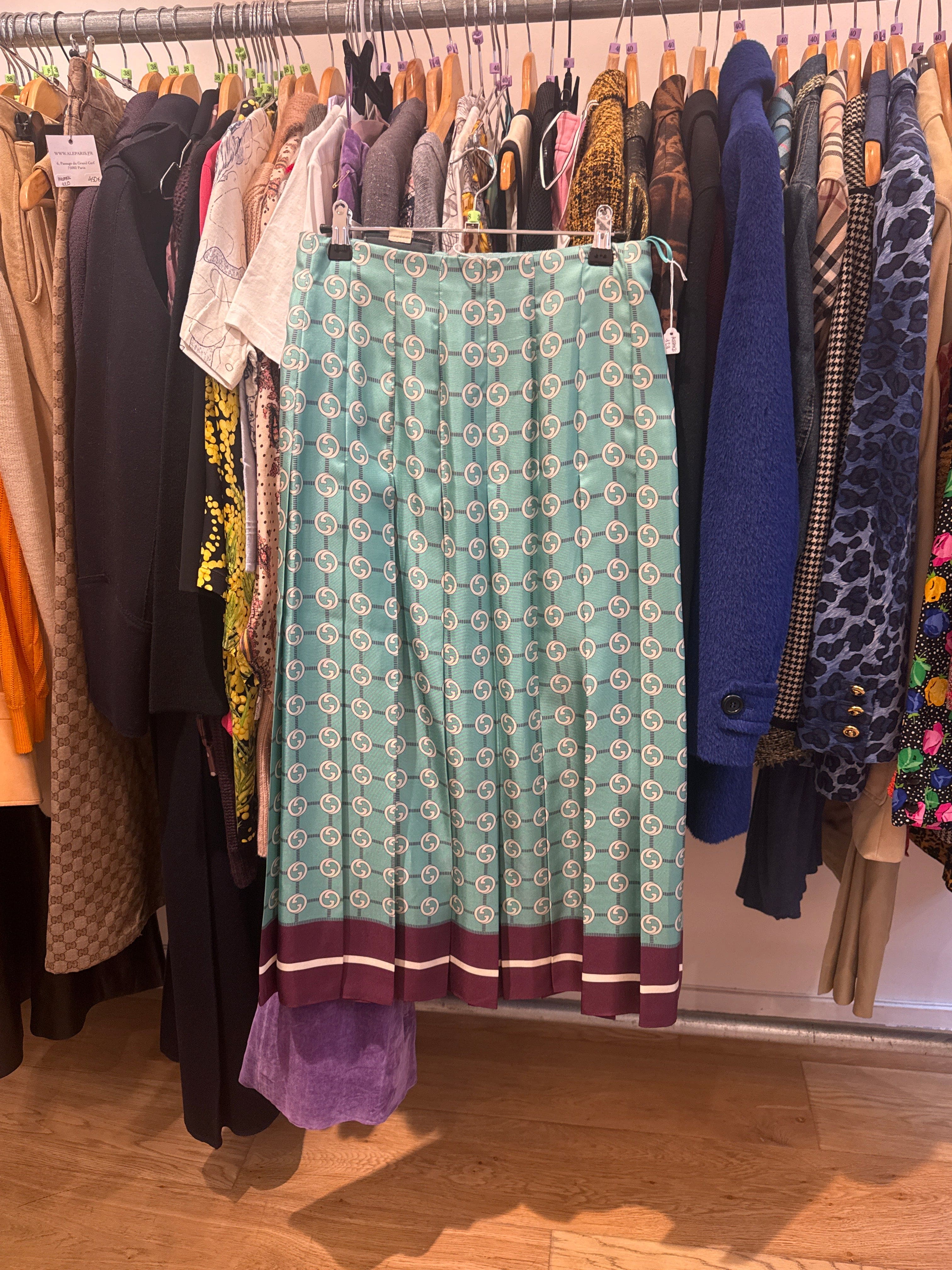 Gucci GUCCI Blue monogram silk skirt AGC2374