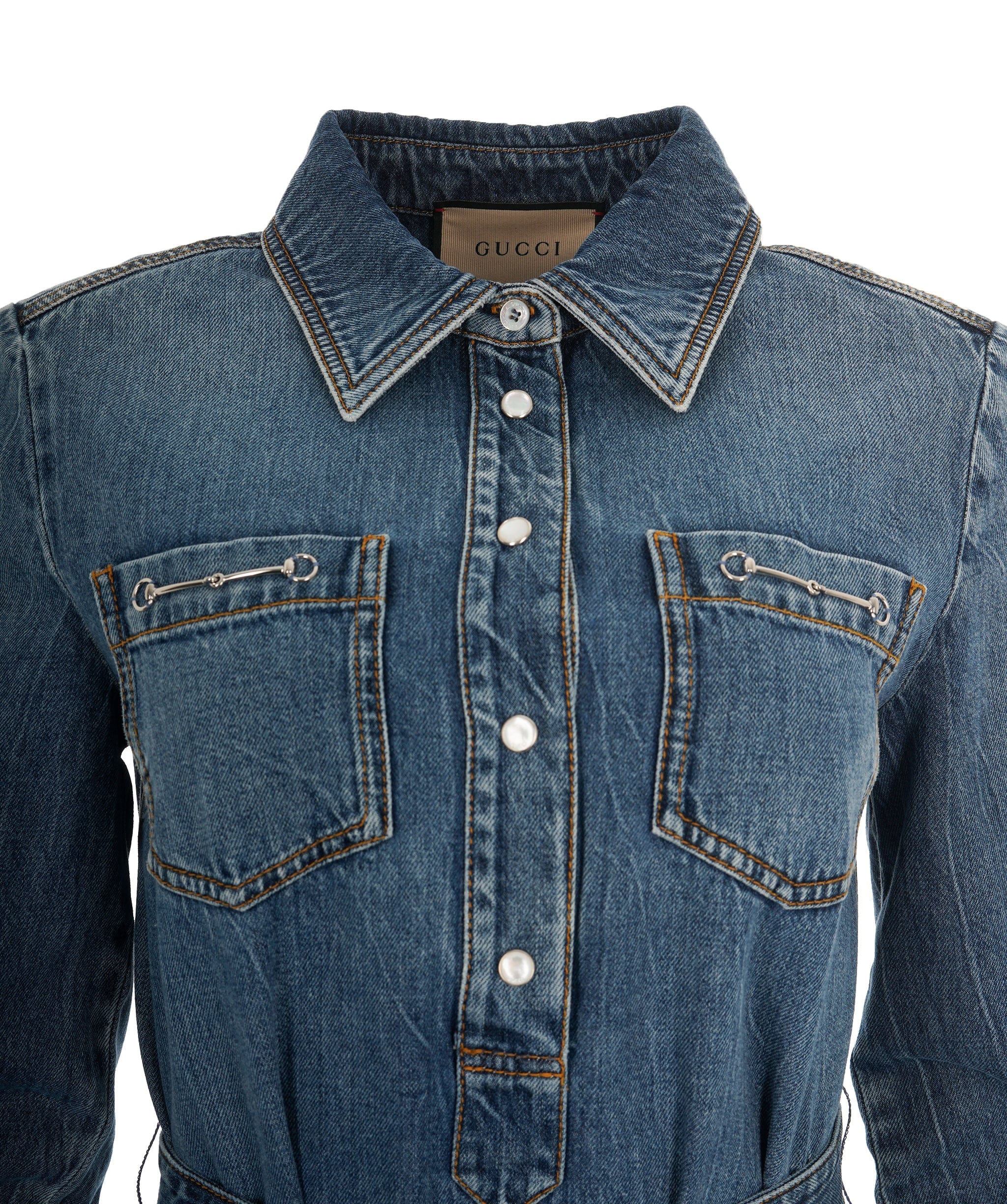 Gucci Gucci Denim Horsebit Midi Dress ALL1060