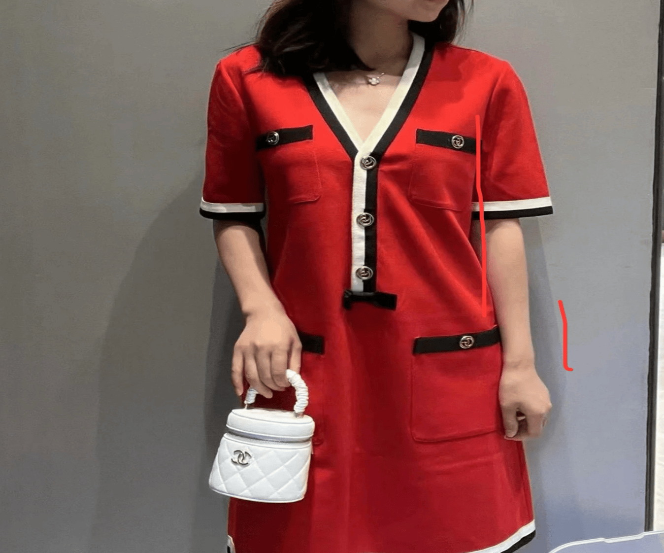Gucci Gucci red striped double G gold buckle dress / size S / 99% new / 32158 SGC32158