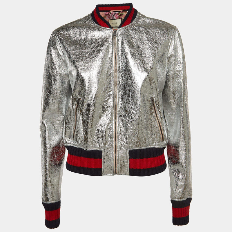 Gucci silver 2025 bomber jacket