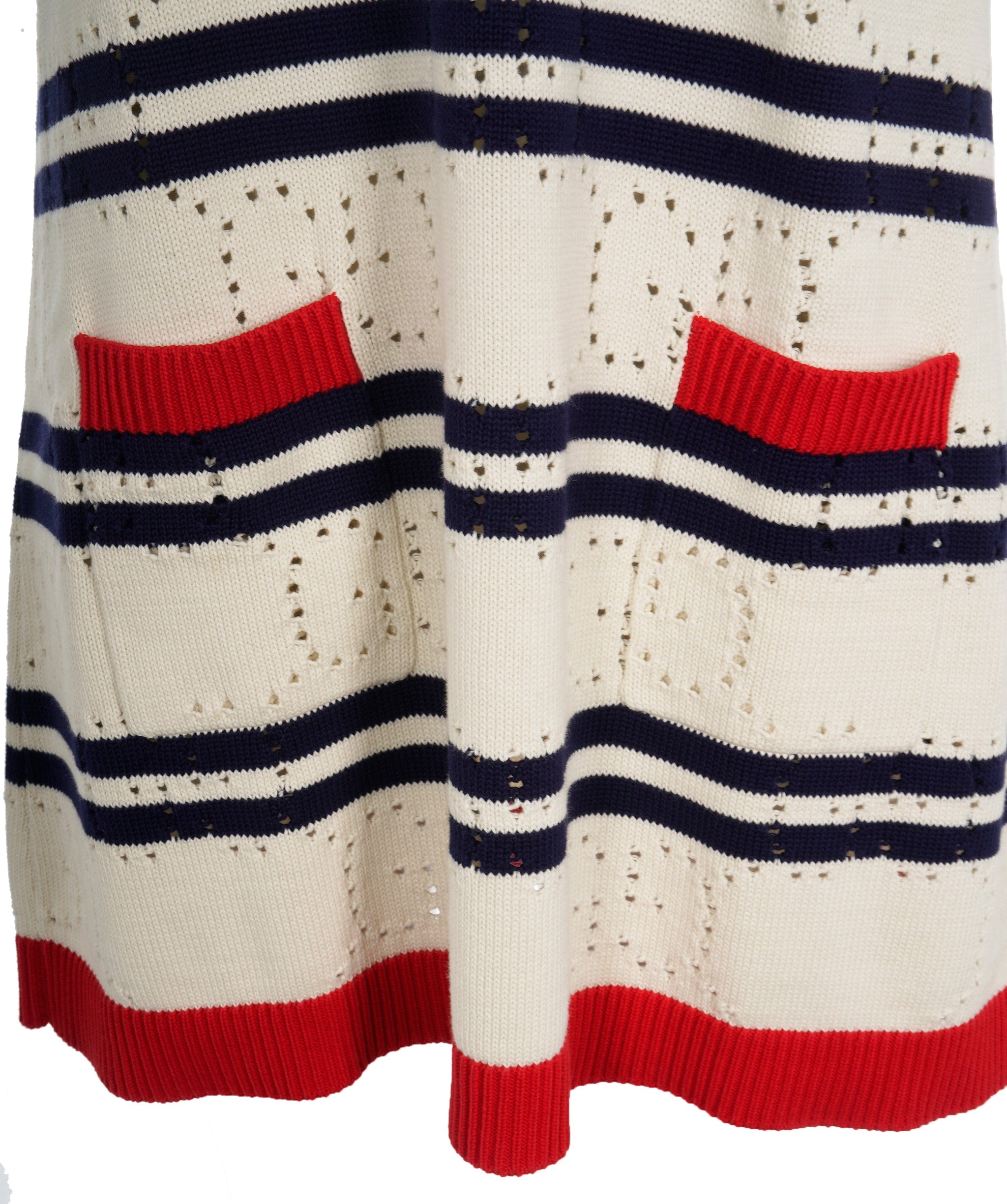 Gucci Gucci White and Navy Striped Cotton Knitted Dress ALL0639