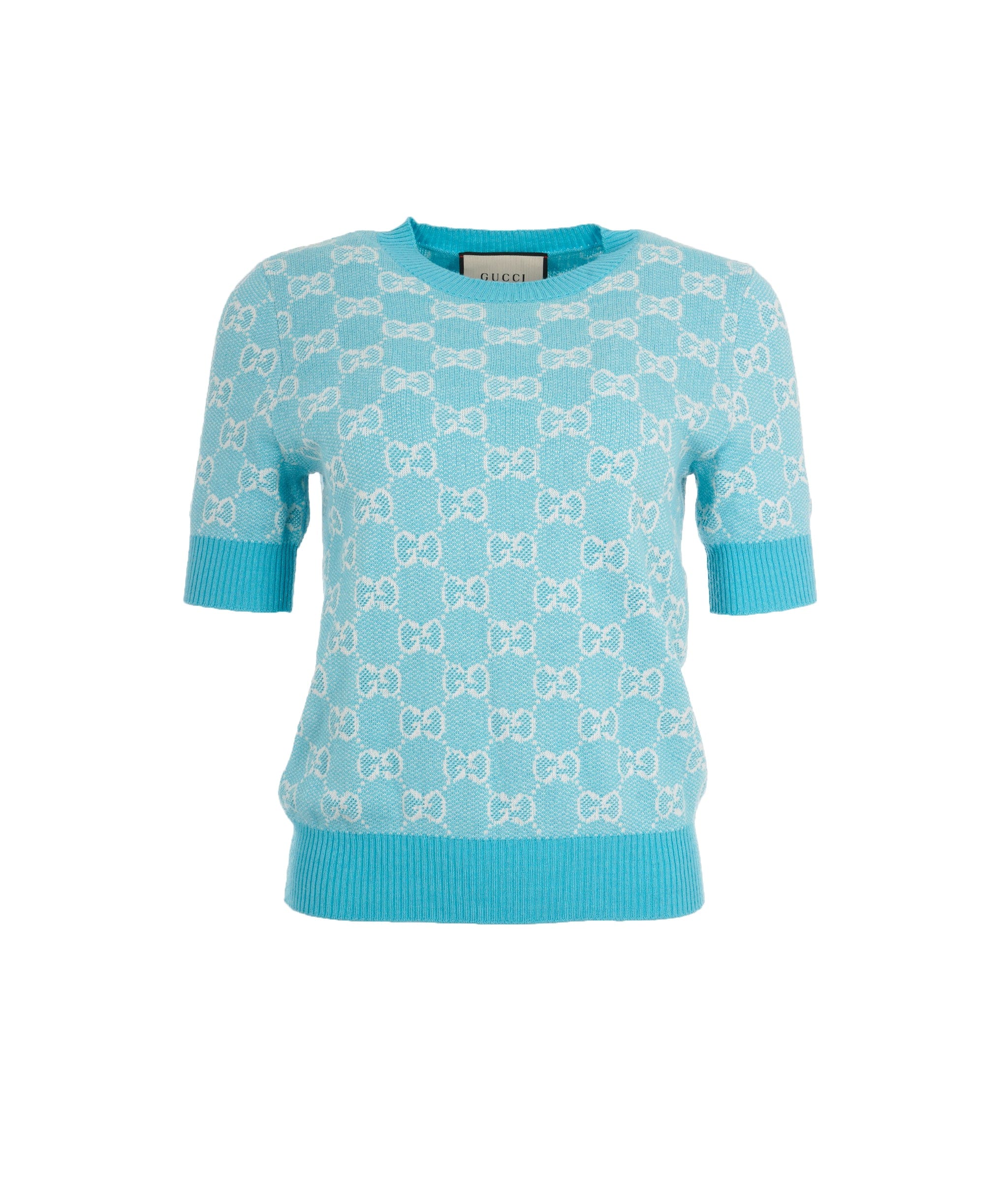 Gucci reserved for Maryam Gucci Blue GG Knit Top  ALL0624