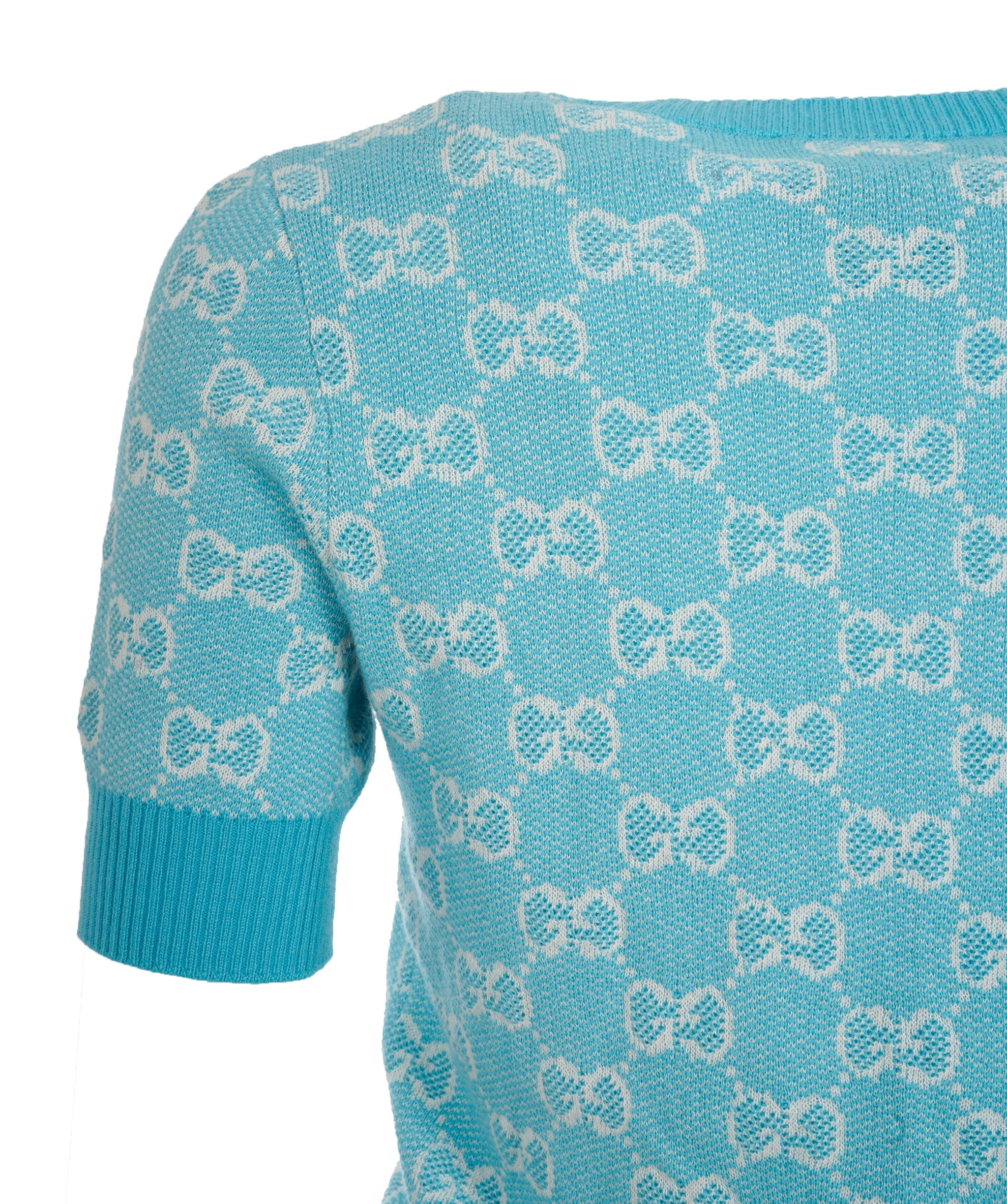 Gucci reserved for Maryam Gucci Blue GG Knit Top  ALL0624