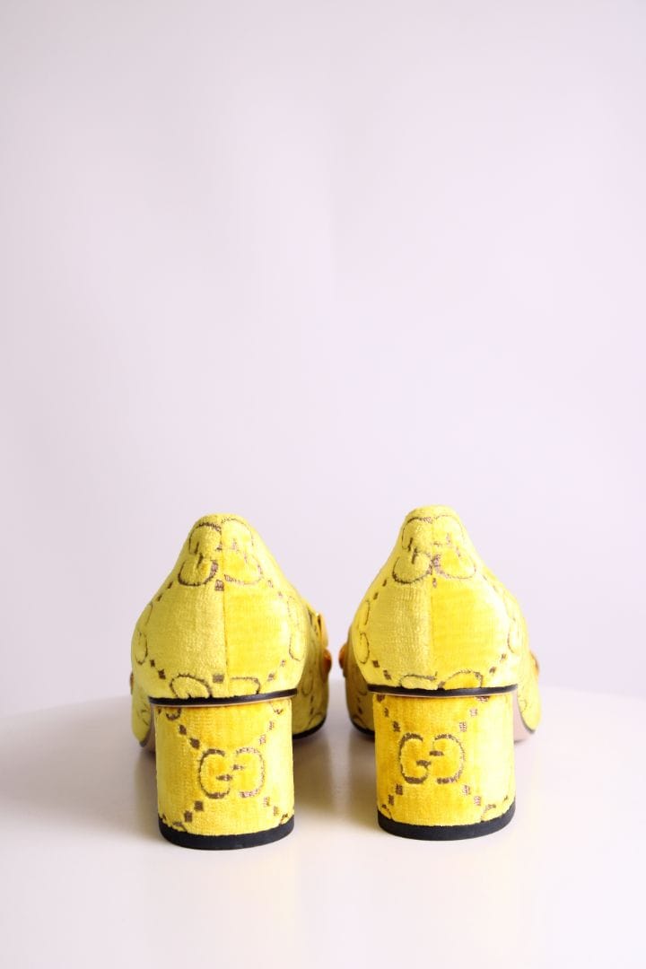 Gucci Gucci Sylvie GG Velvet Loafer Yellow 37