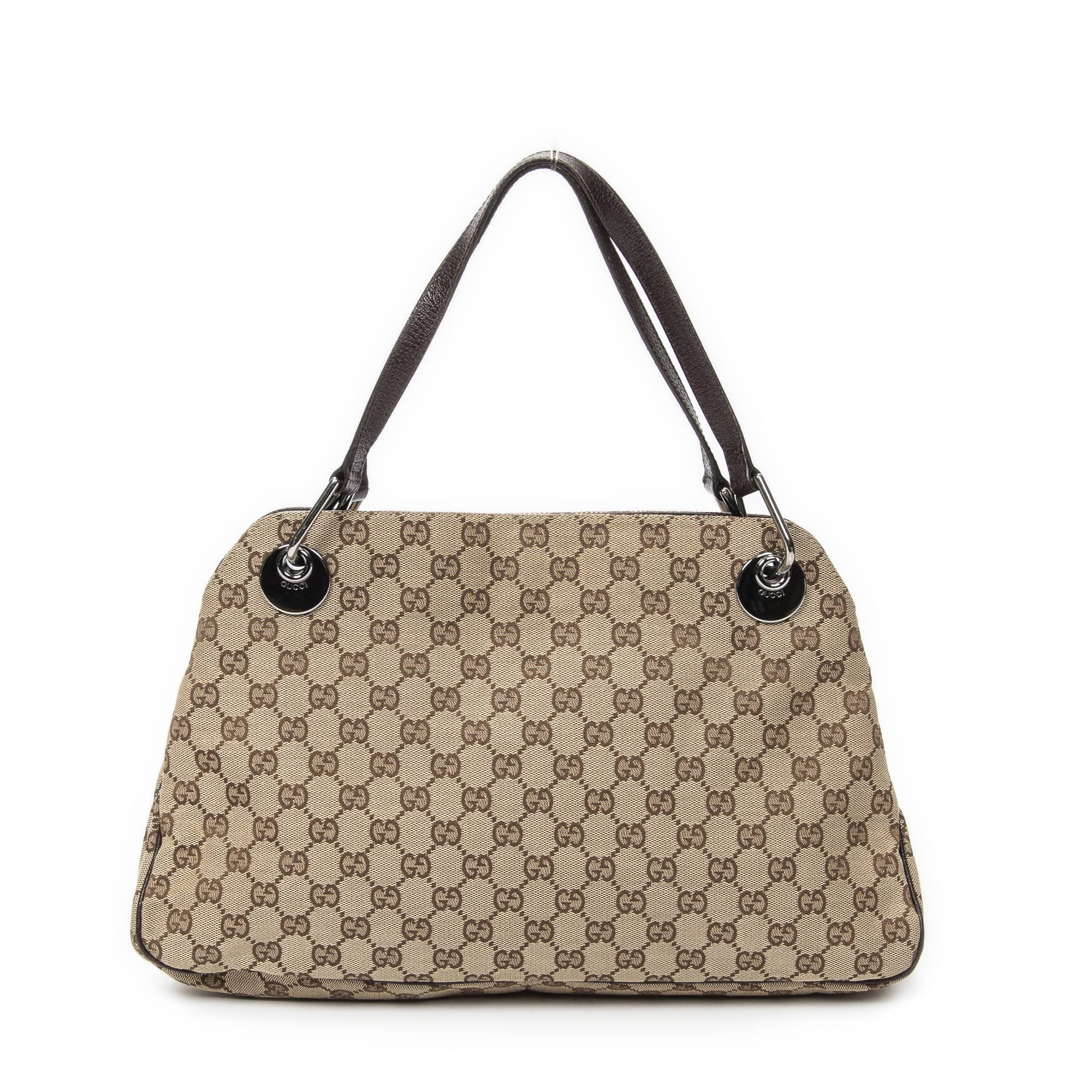 Gucci Gucci Beige/Dark Brown Canvas Medium Eclipse Tote ABC7110