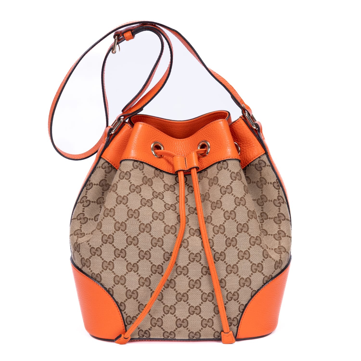 Gucci Gucci Beige/Orange Calf Leather Bucket Trim OAG8663