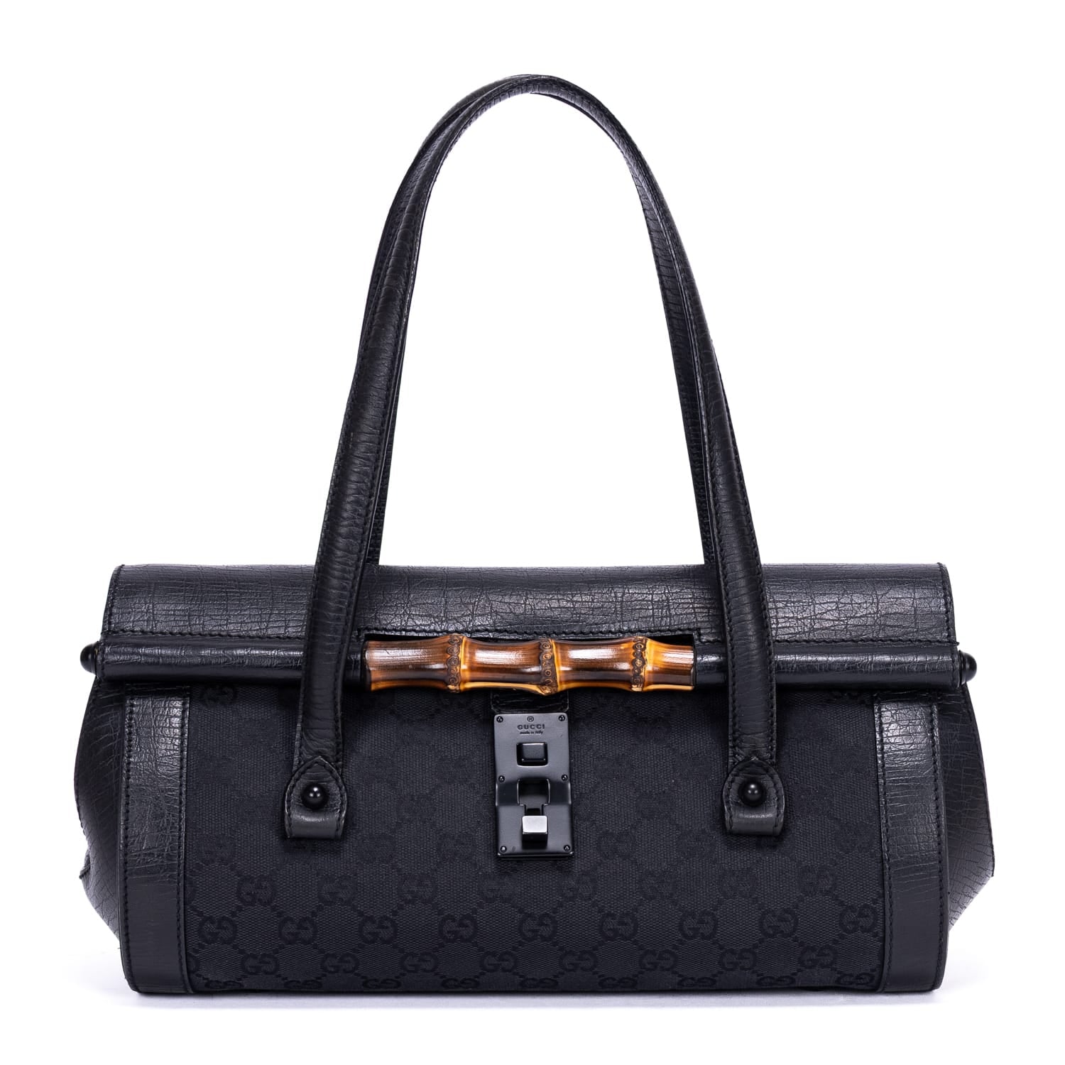 Gucci Gucci Black Calf Leather GG Bamboo Bullet OAG8620