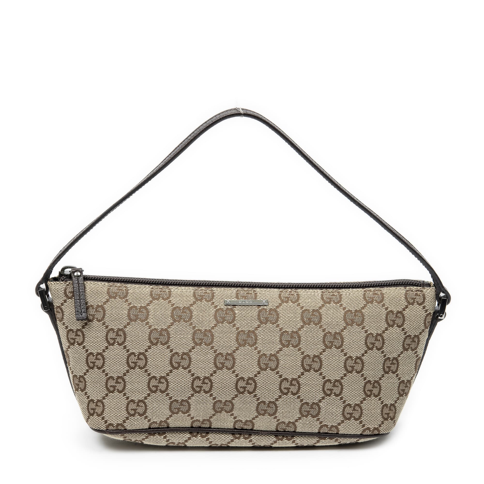 Gucci Gucci Dark Brown/Beige Canvas Boat Pochette ABC5849