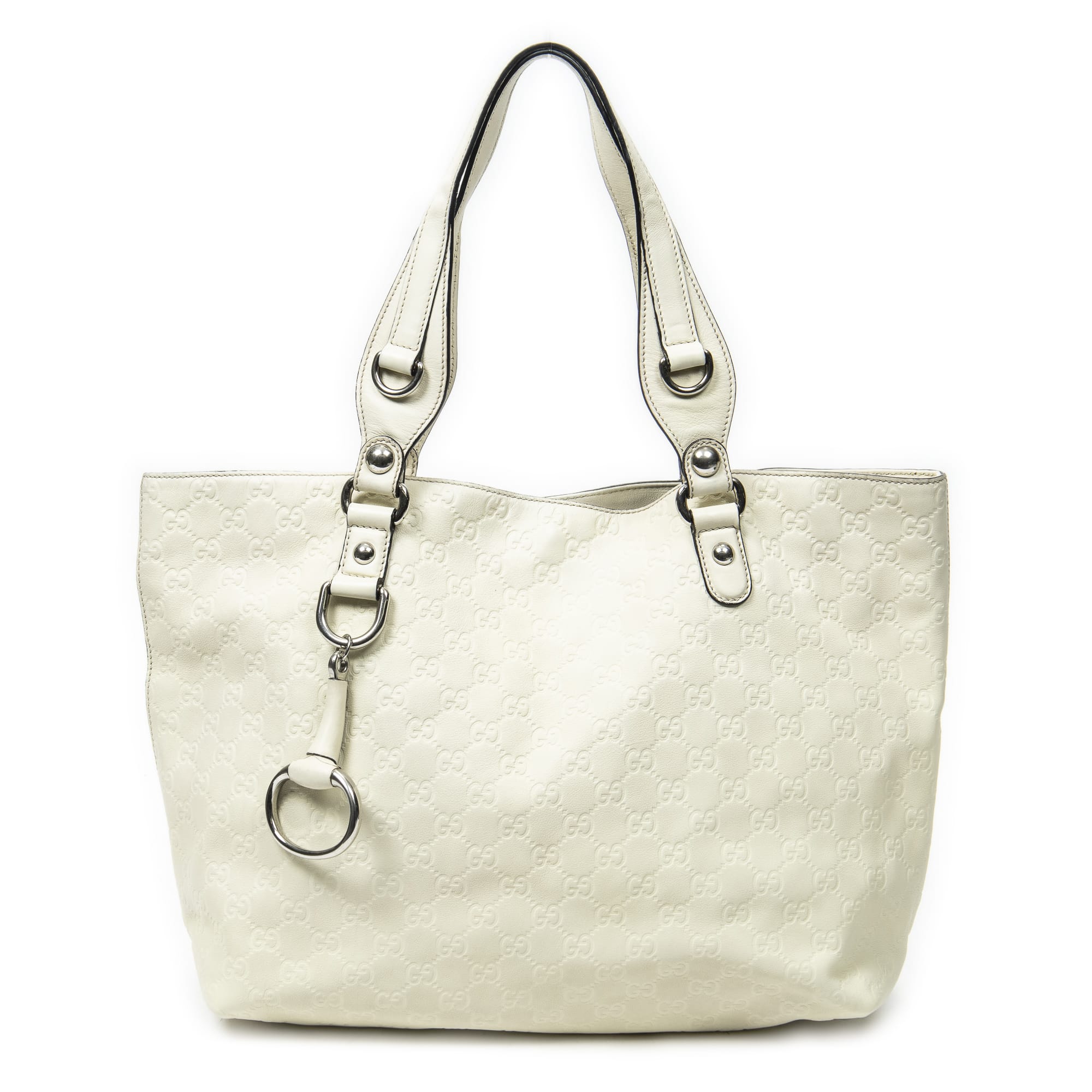 Gucci Gucci White Calf Leather Icon Bit Tote ABC3663
