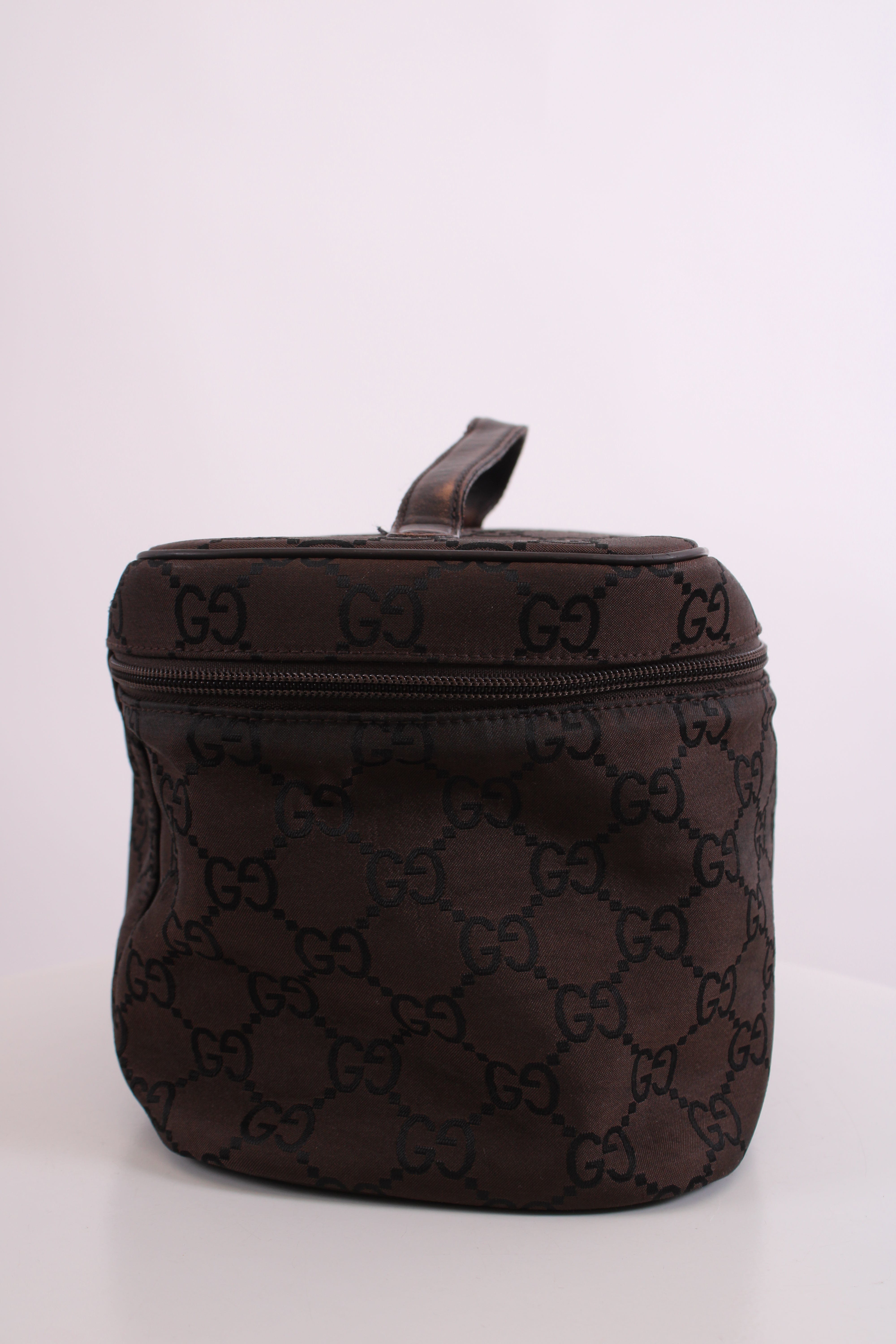 Gucci Gucci Monogram Nylon Toiletries Bag Brown