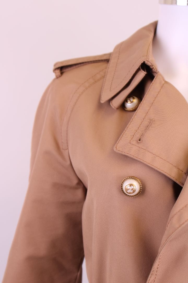 Gucci Gucci Pearl Button Trench Beige L