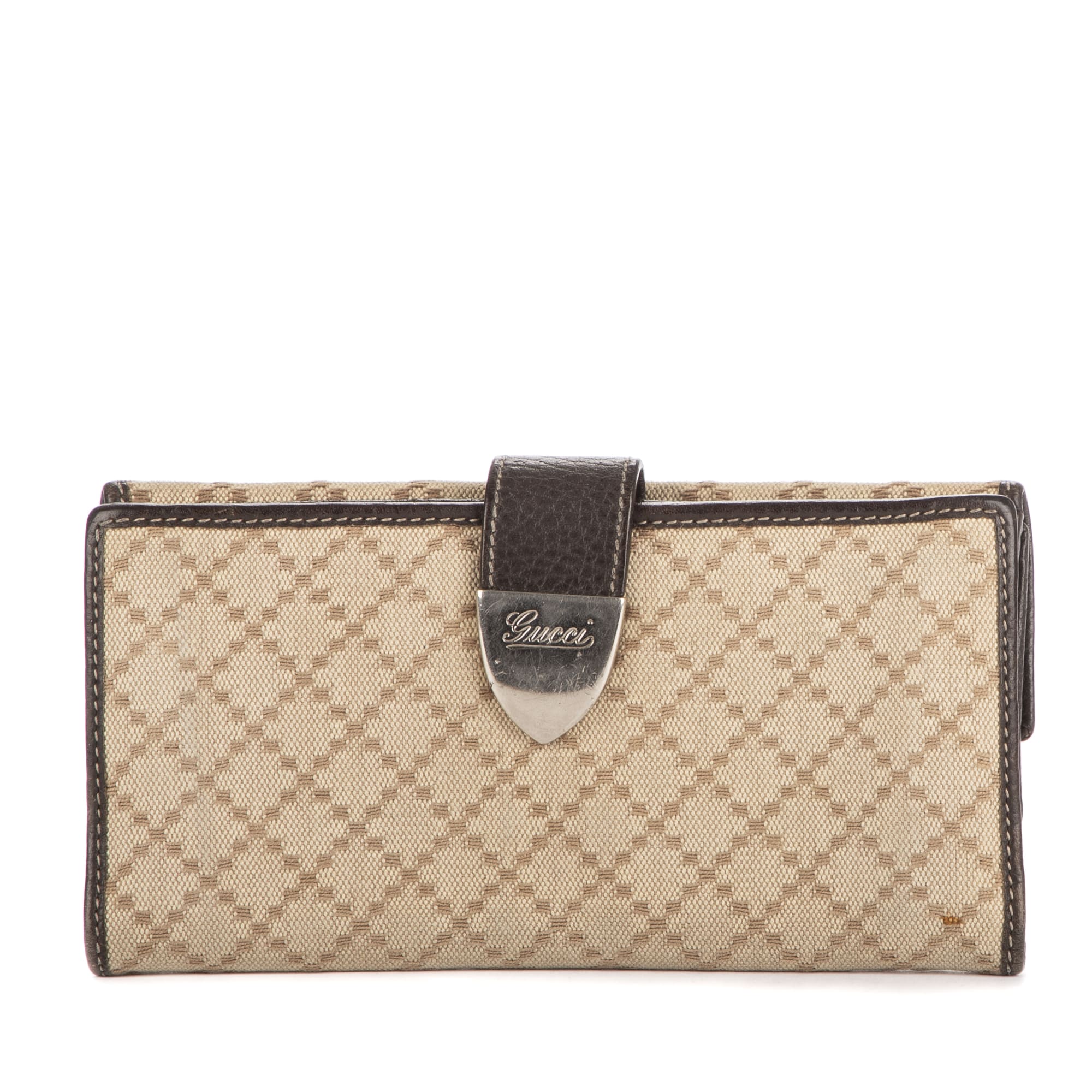 Gucci Gucci Beige/Brown Canvas Continental Wallet EAH1179