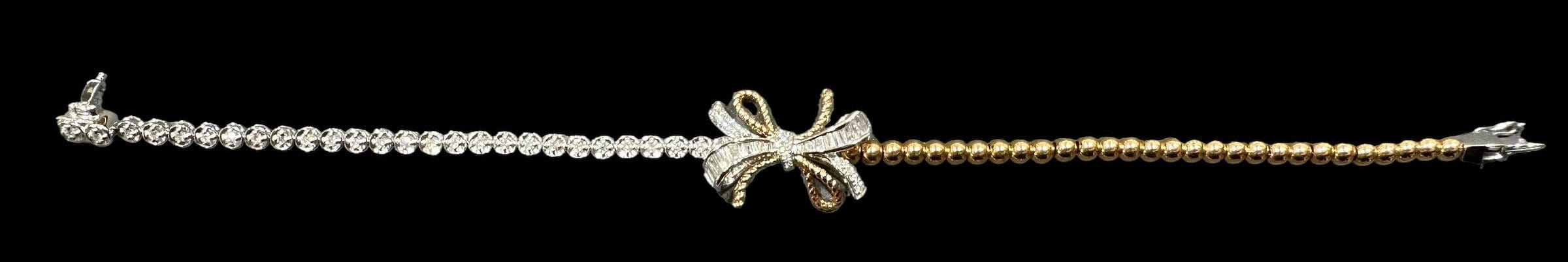 GX White & yellow Gold diamond centre bow bracelet