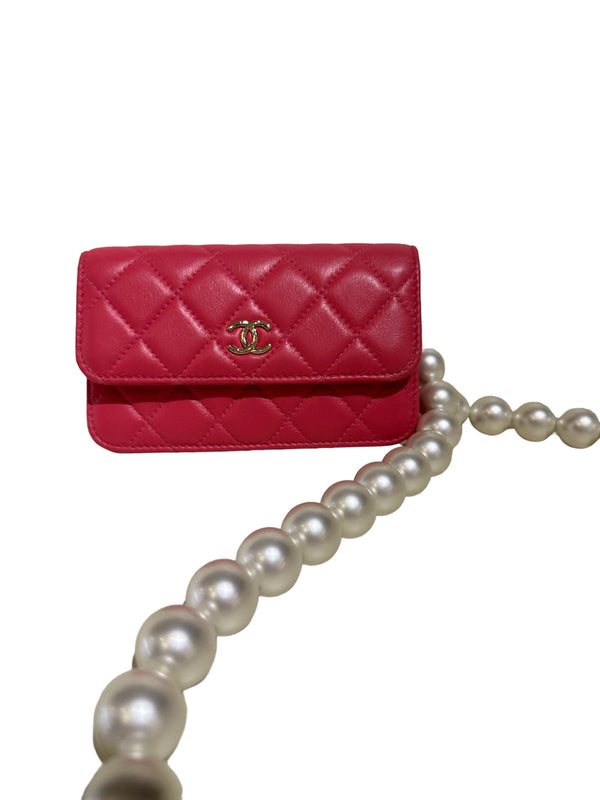 GX Chanel Wallet with large pearl strap